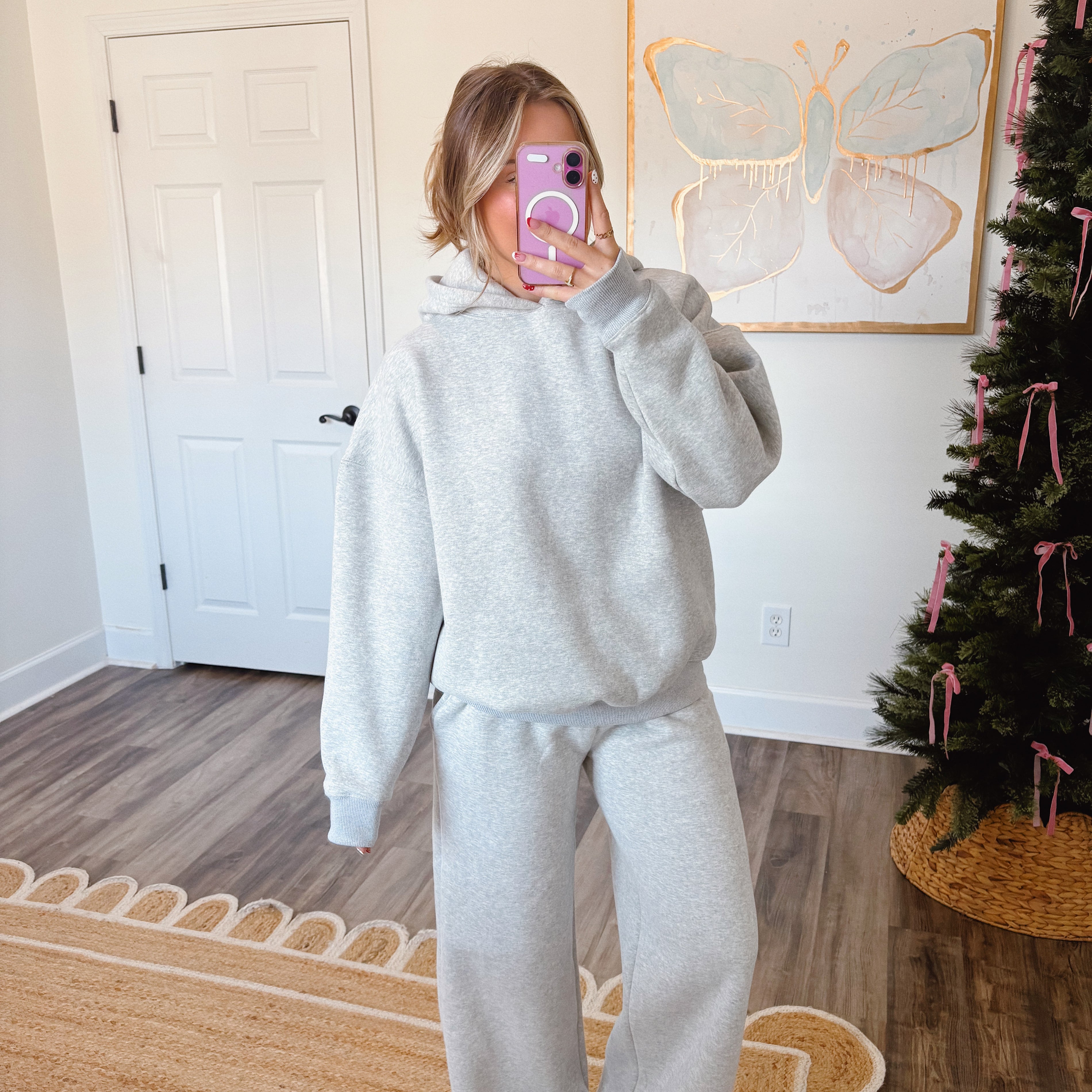 Grey Fleece Wide Leg Set