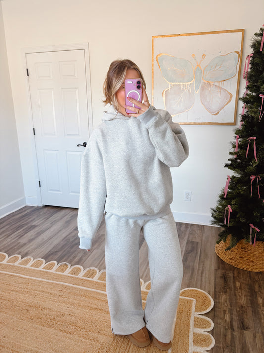 Grey Fleece Wide Leg Set