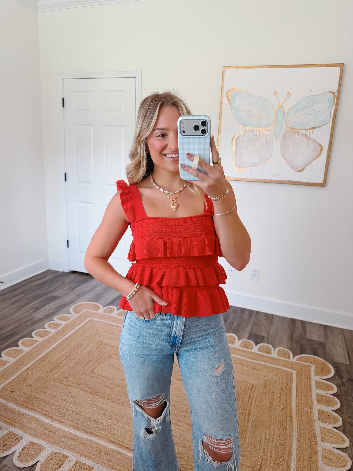 Red Ruffled Top