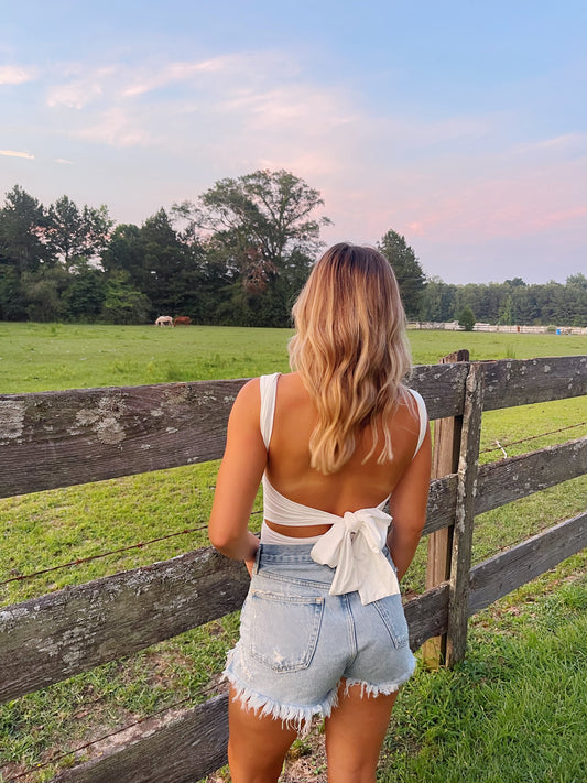 White Open Back Bodysuit