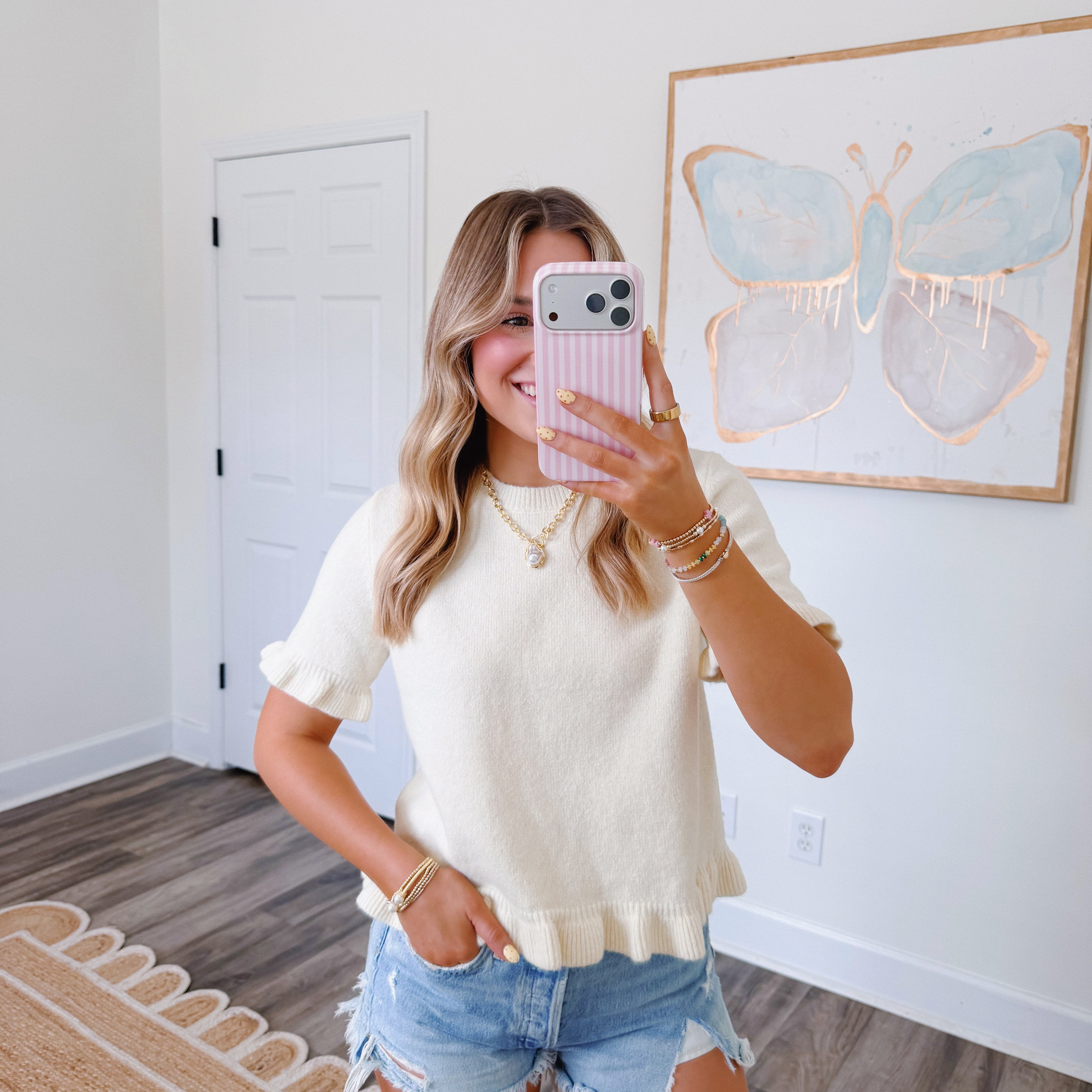 Sweetheart Knit Top Ivory