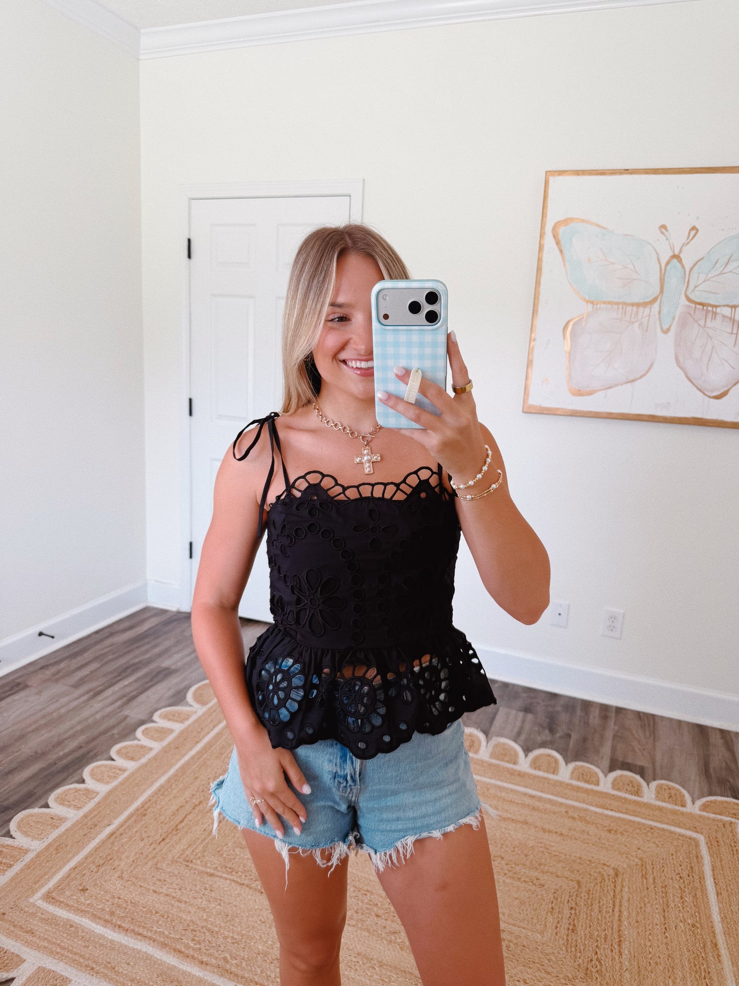Darling Eyelet Top in Black