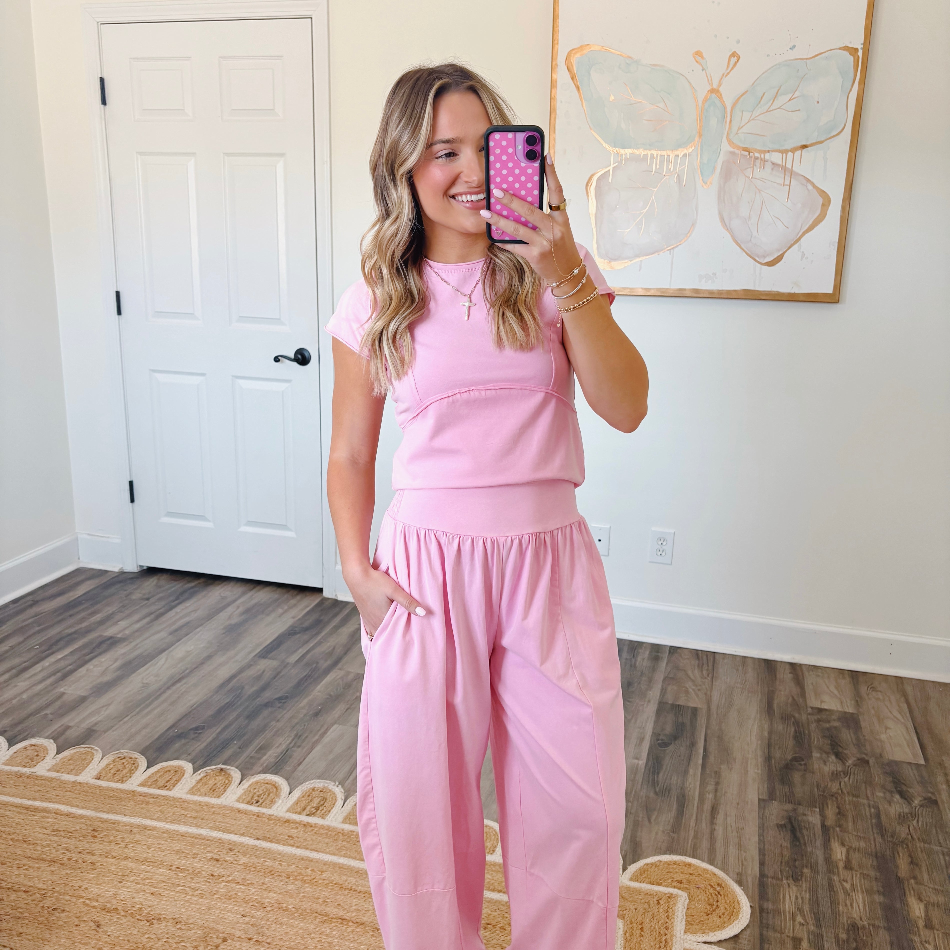 Sweet Pink Wide Leg Pants Set
