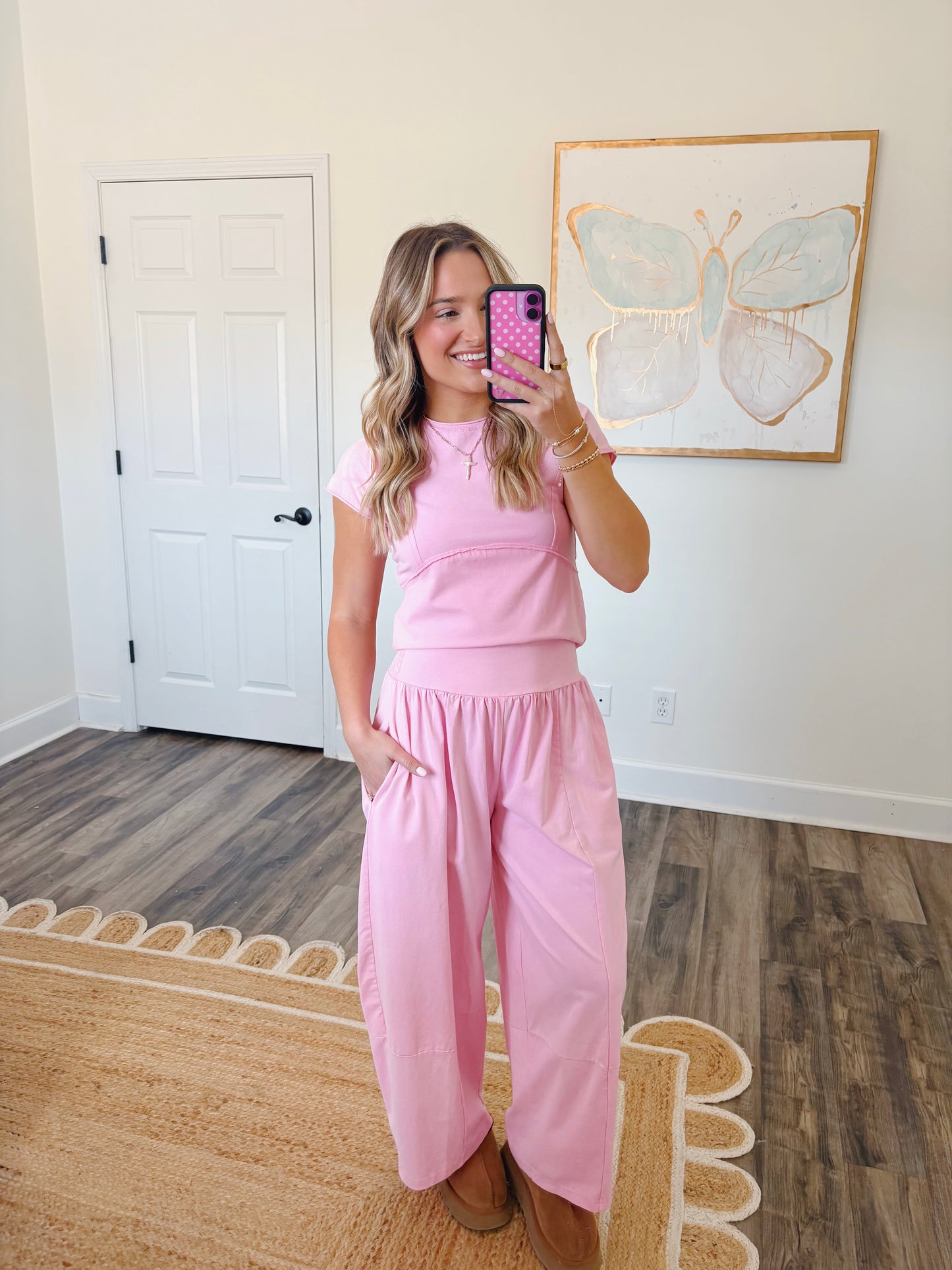Sweet Pink Wide Leg Pants Set