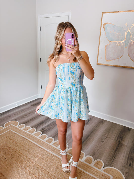 You're So Lovely Romper Blue