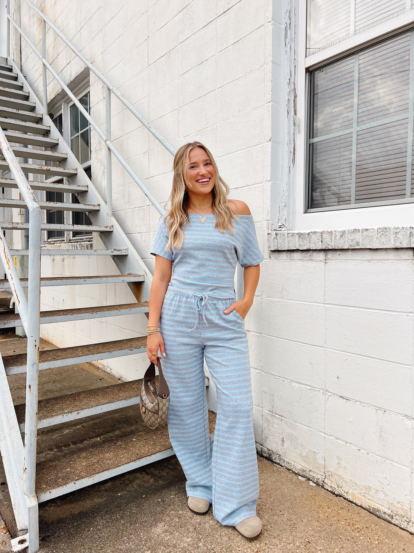 Cloudy Day Striped Set