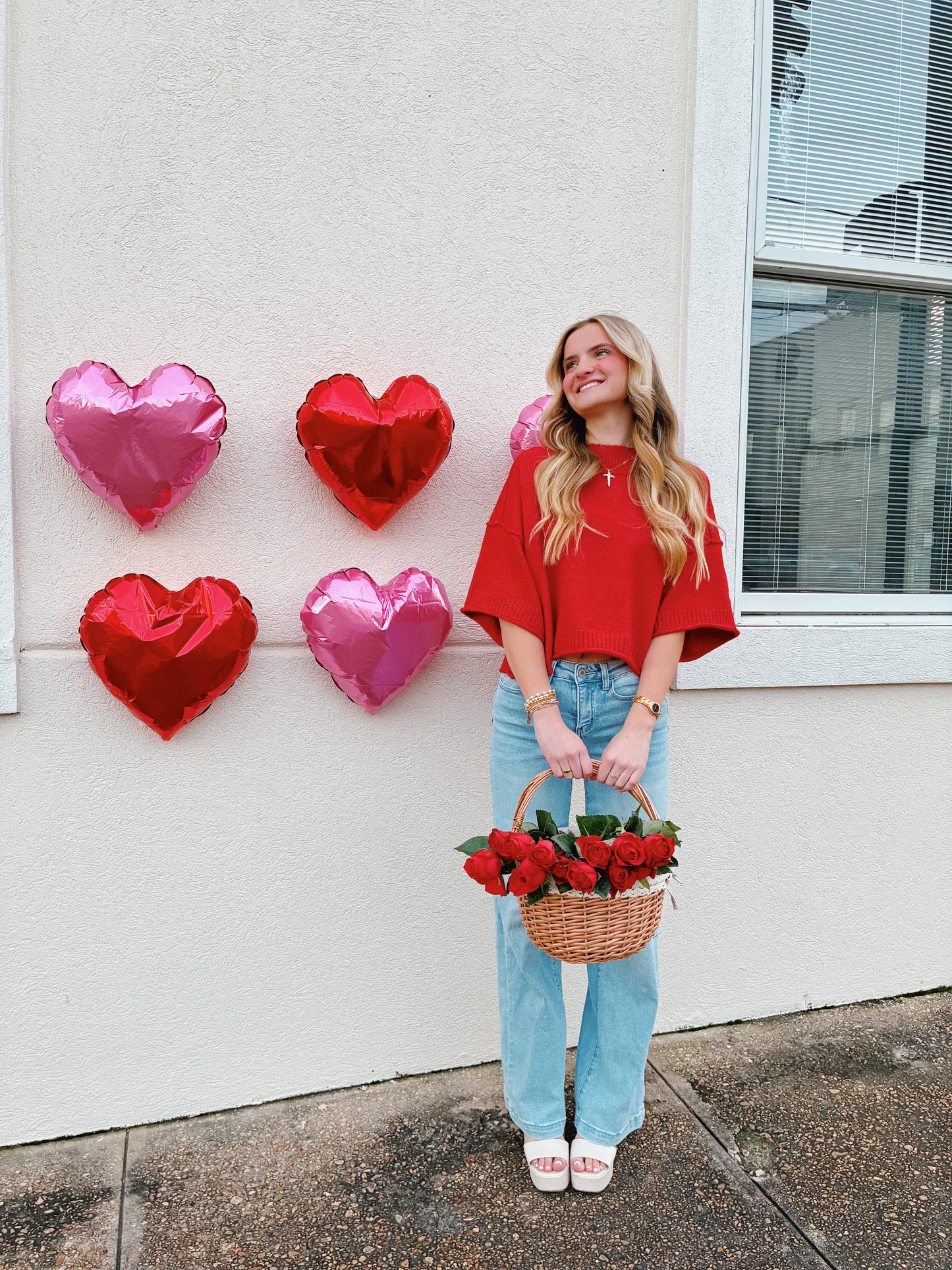 Red Mock Neck Sweater Top