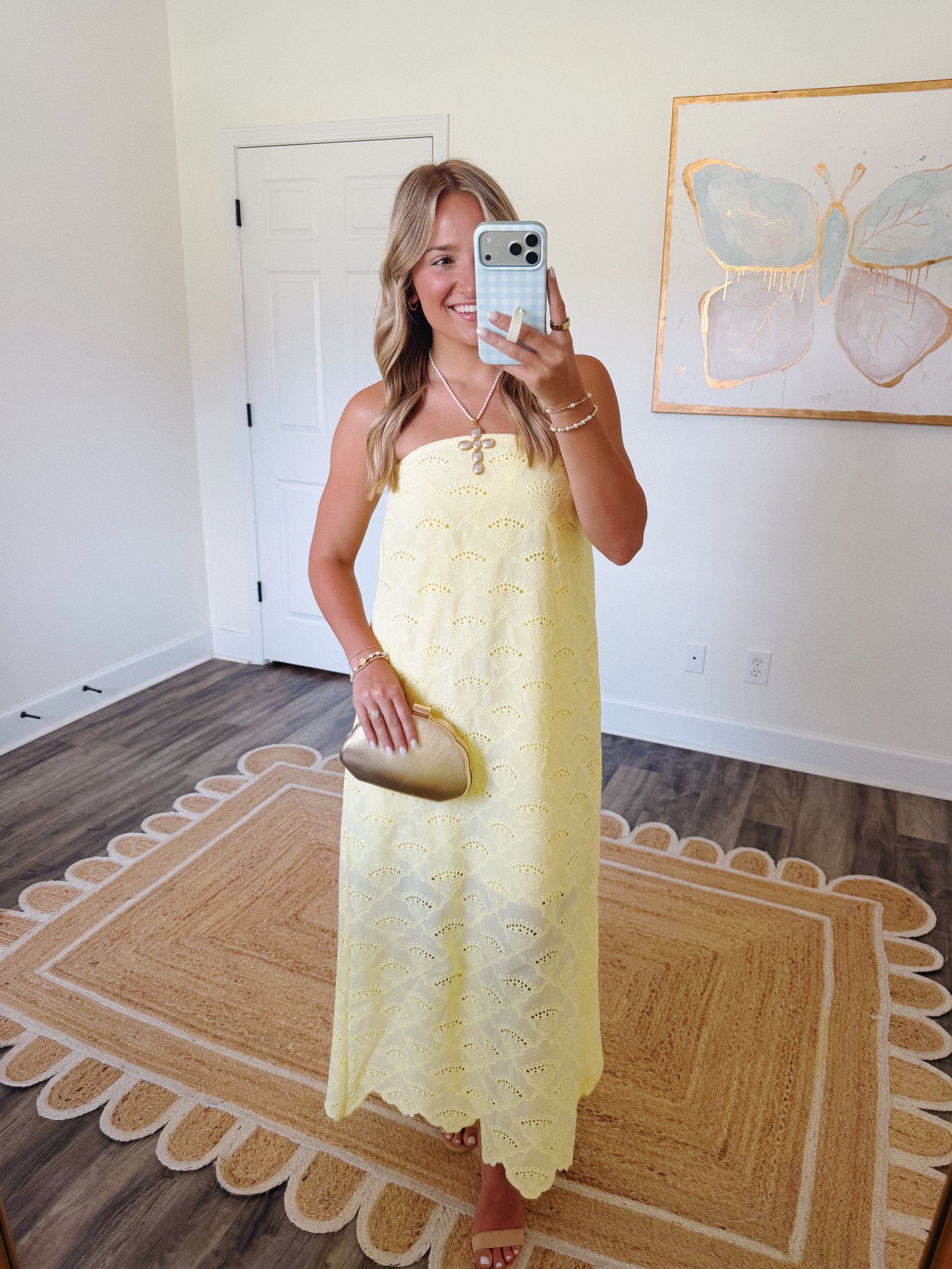 Summer Skies Eyelet Dress in Yellow