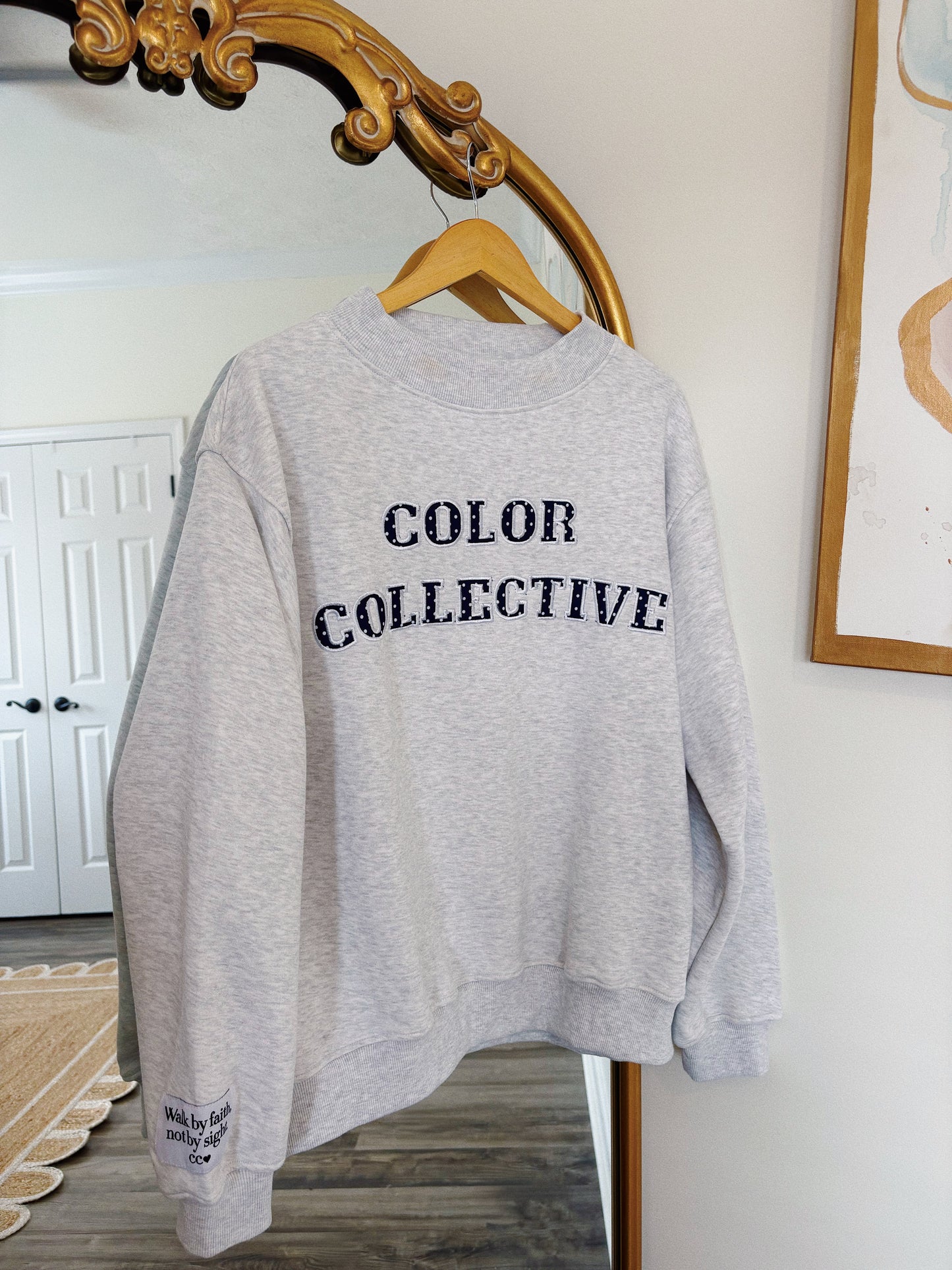 Grey and Navy Polka Dot CC Mockneck