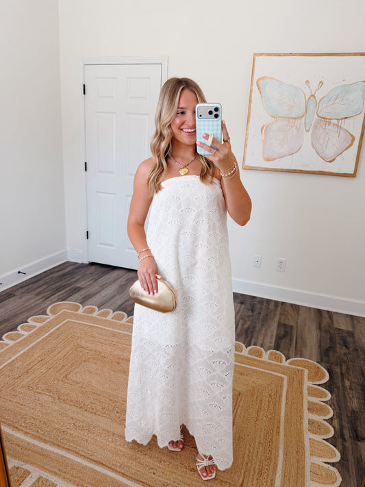 Summer Skies Eyelet Dress White