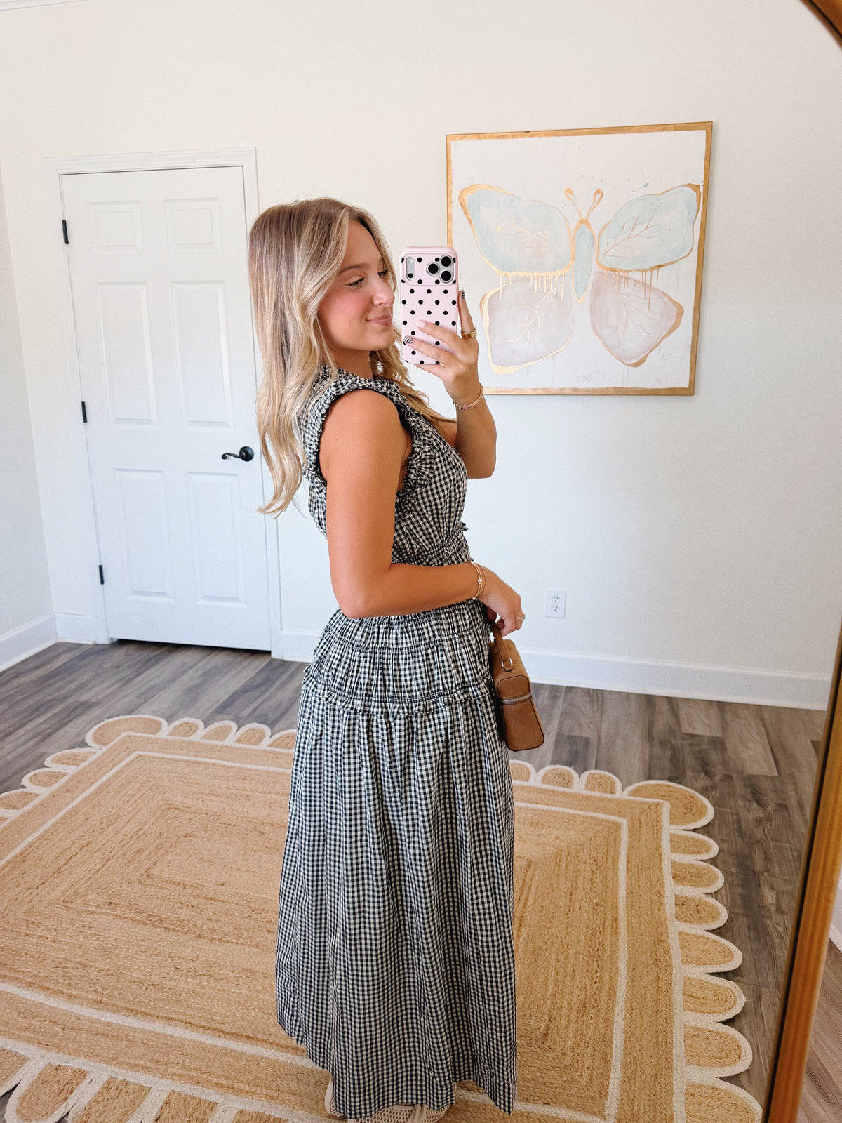 Black Gingham Maxi Dress