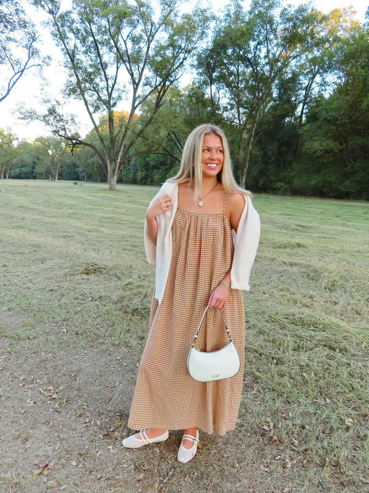 Maple Gingham Maxi Dress