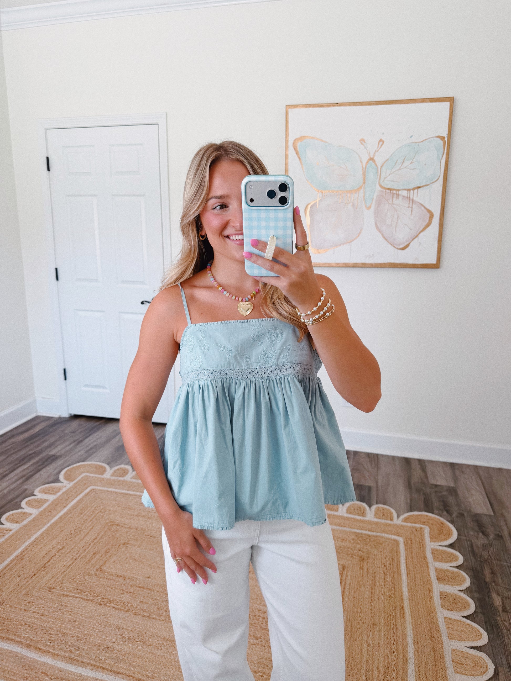 Embroidered Sweetheart Top