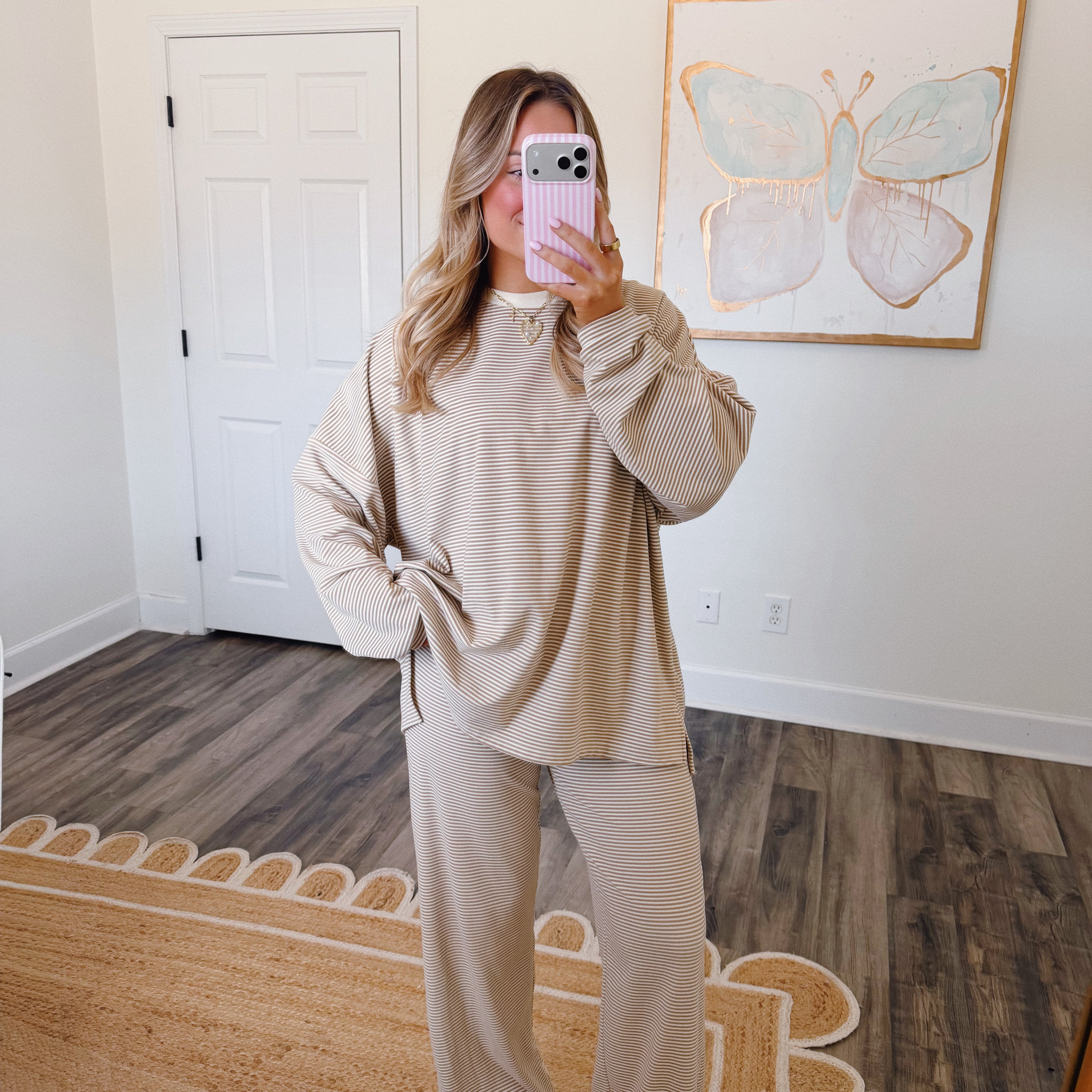 Dani Striped Top Beige