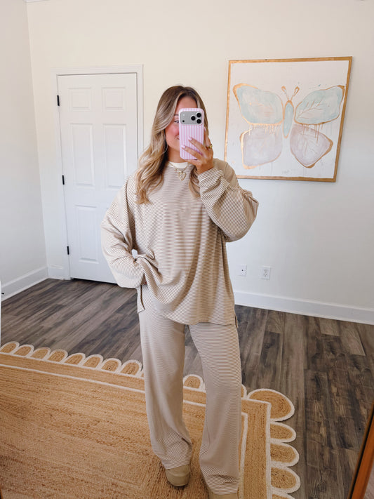 Dani Striped Top Beige