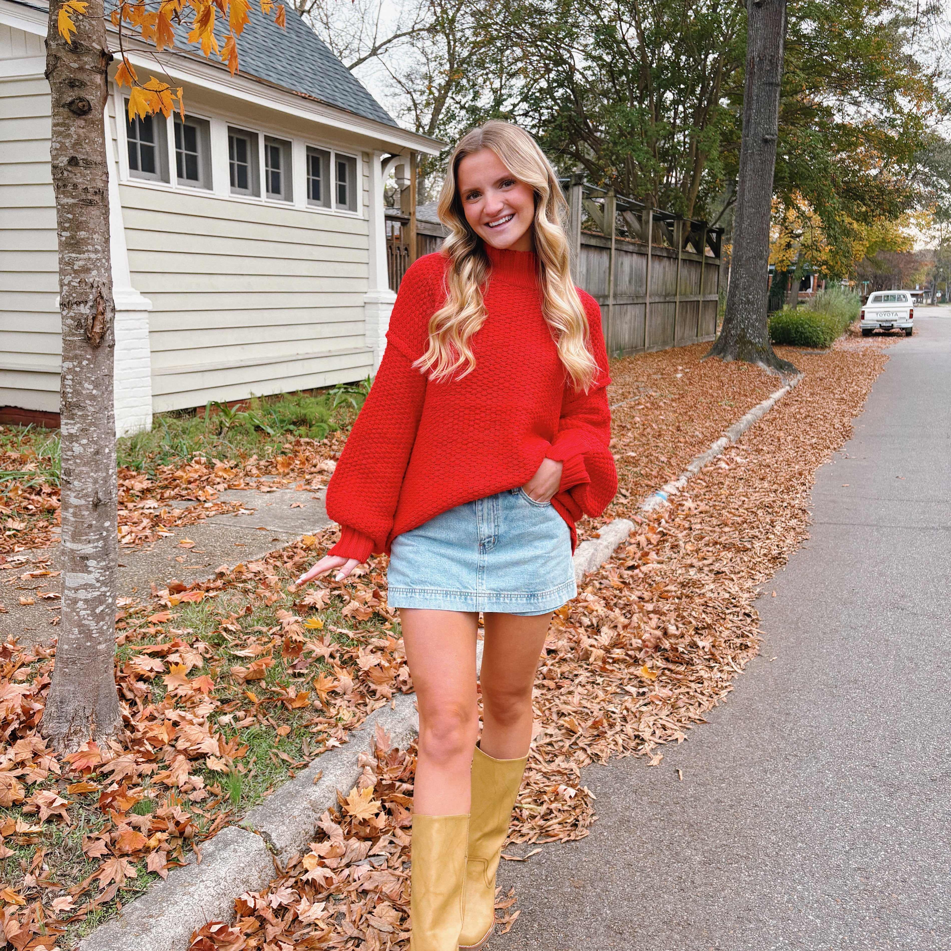 Red Mock Neck Sweater