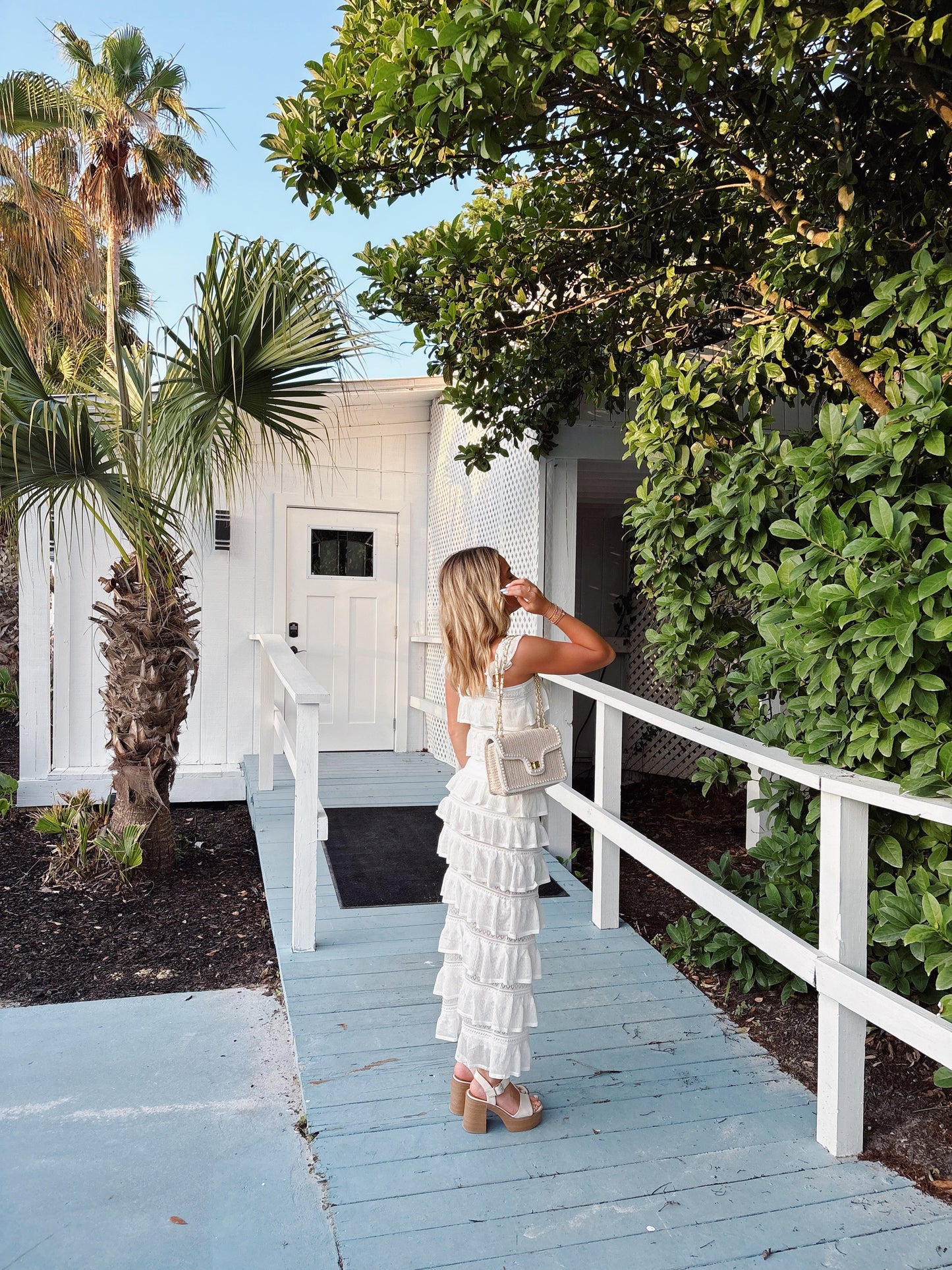 White Tiered Skirt Set