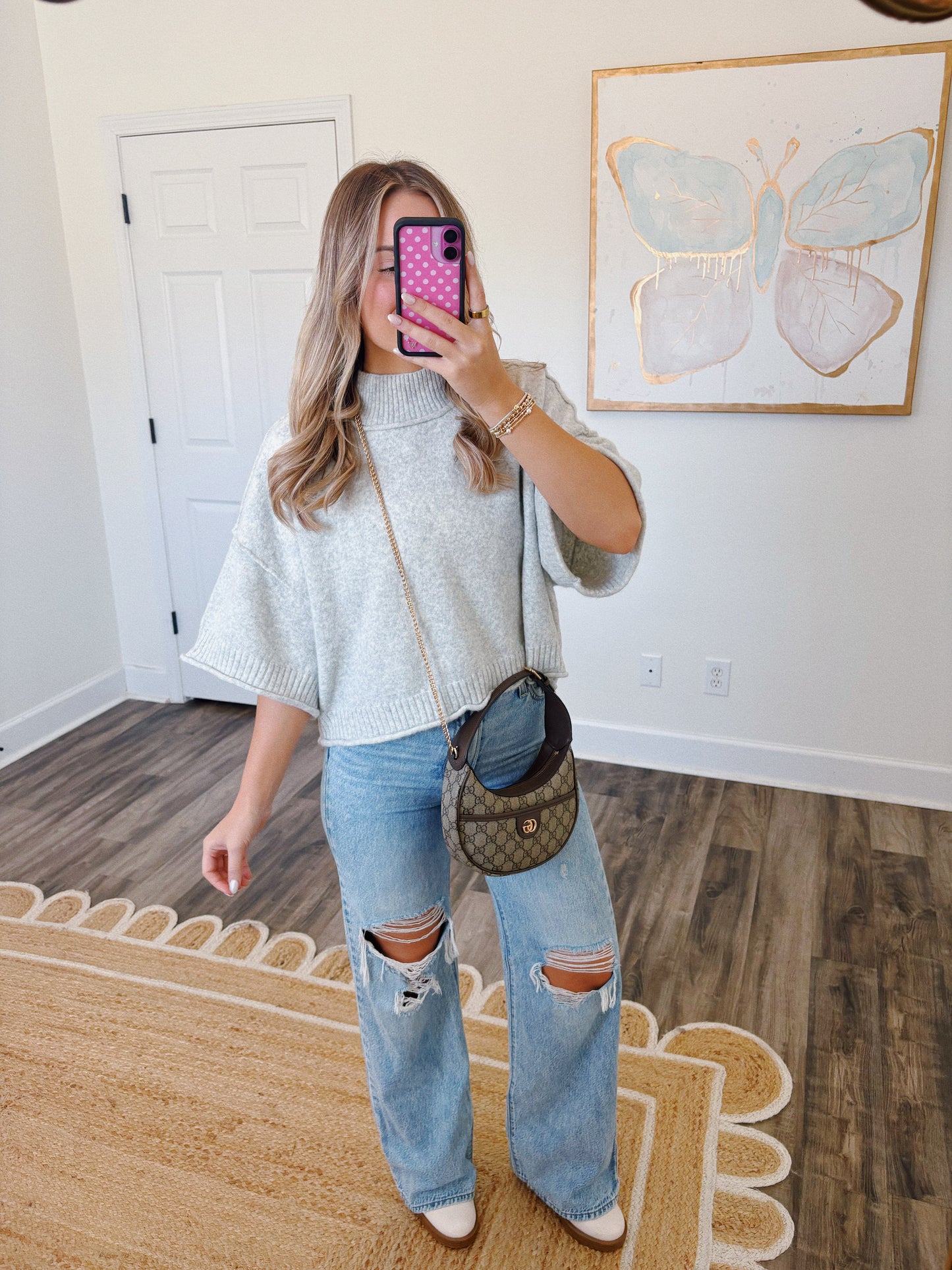 Grey Mock Neck Sweater Top