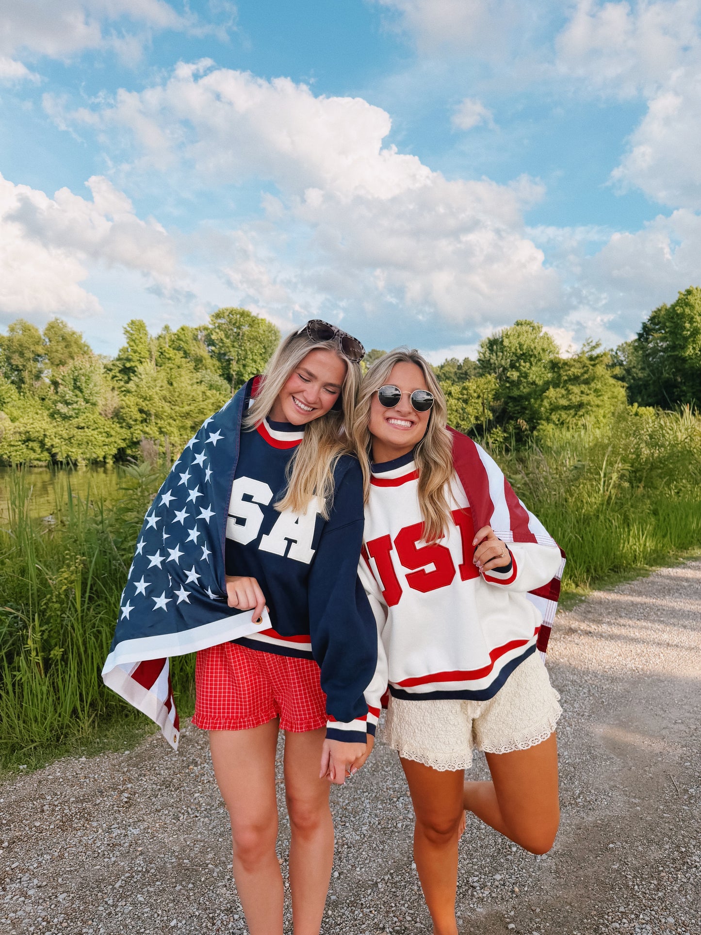 White USA Mockneck