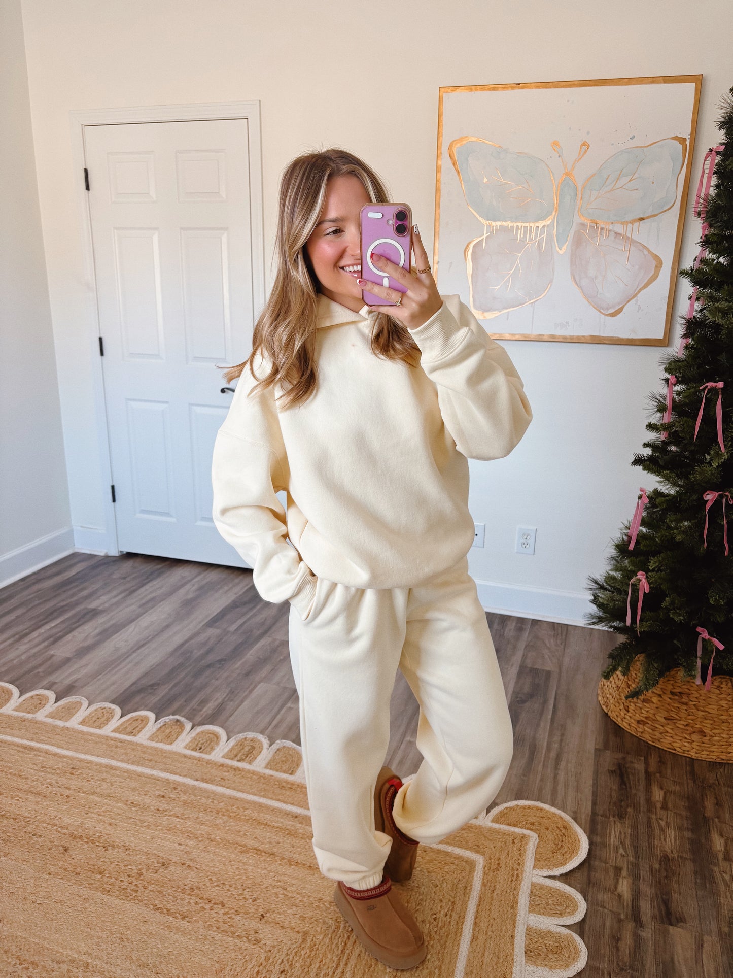 Cream Fleece Jogger Set