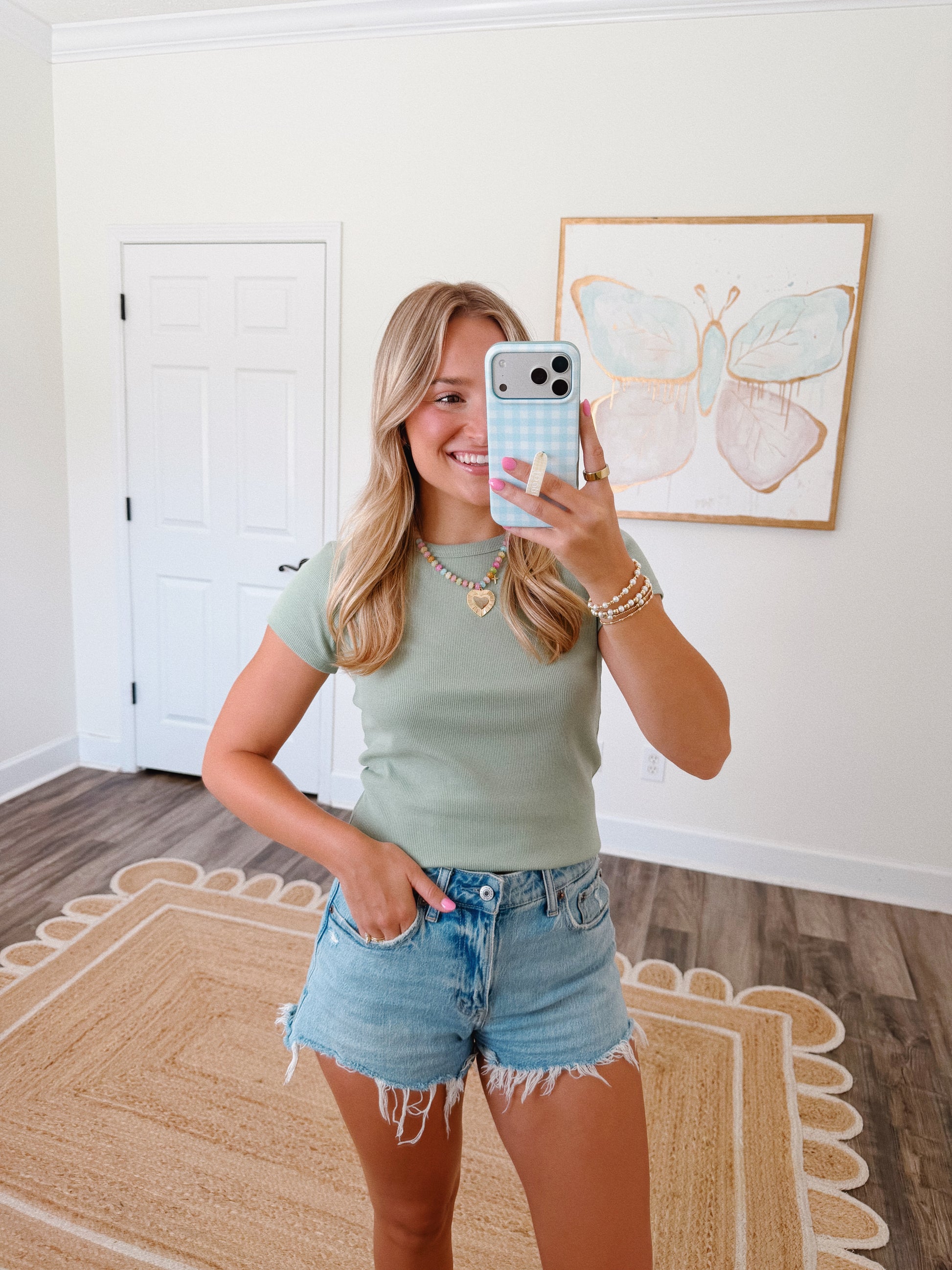 Sage Ribbed Baby Tee