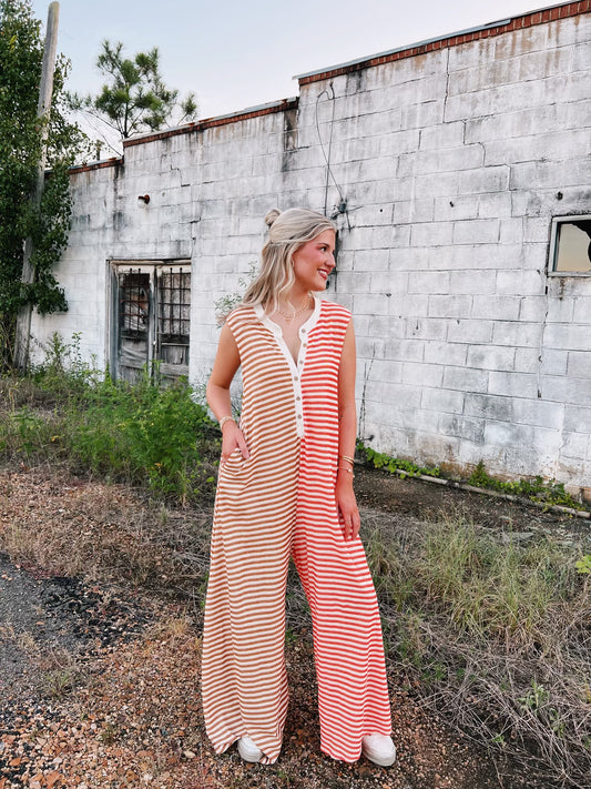 Striped Wide Leg Jumpsuit