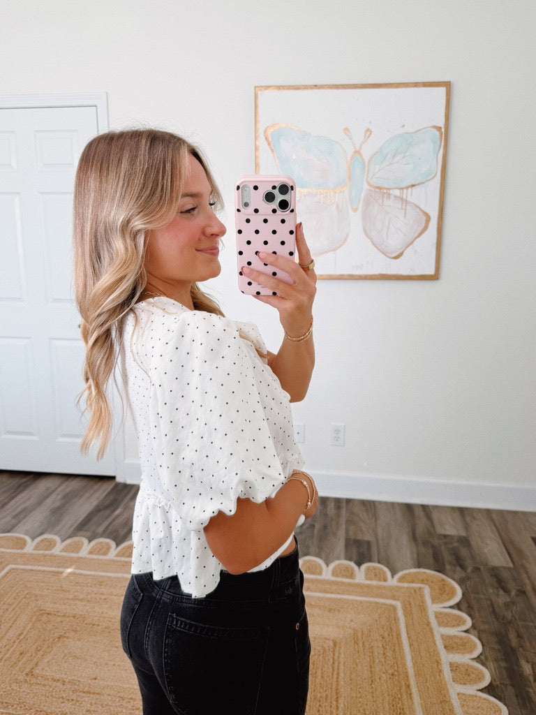 Polka Dot Peplum Top