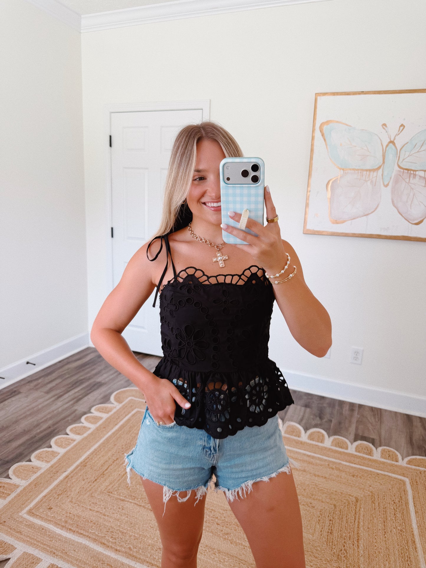 Darling Eyelet Top in Black