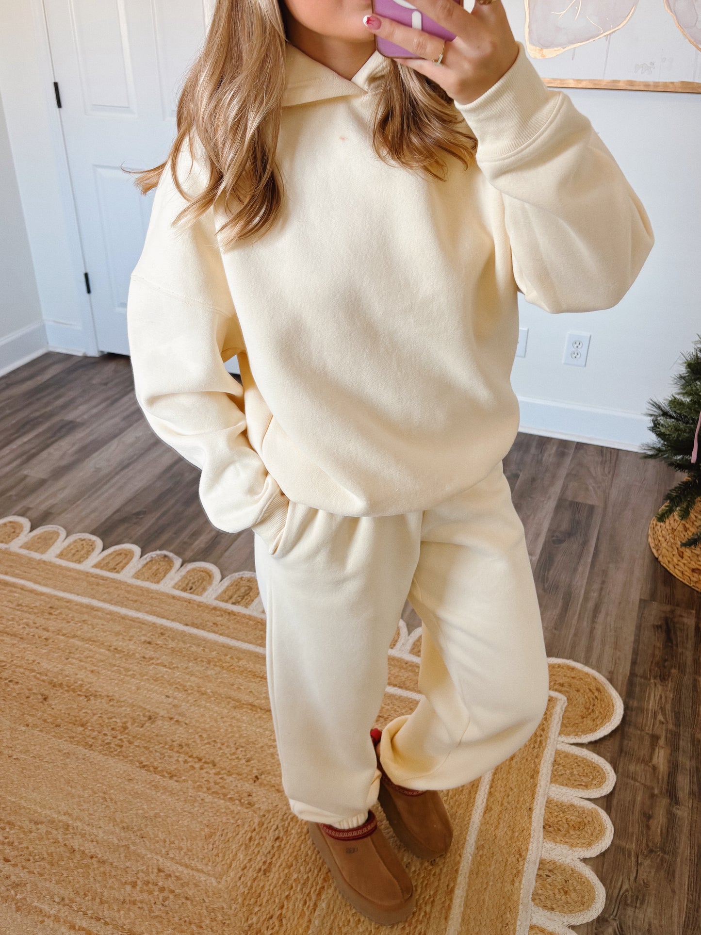 Cream Fleece Jogger Set
