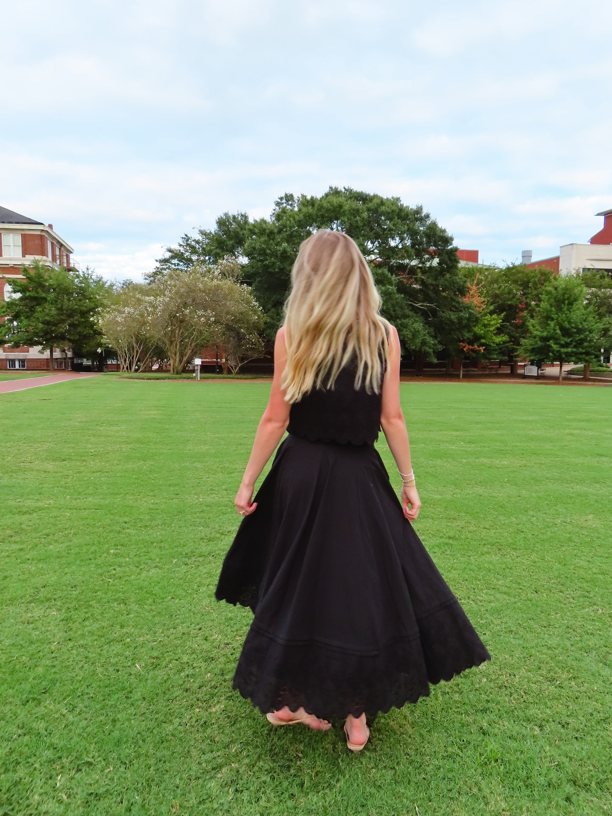 Black Eyelet Embroidered Set
