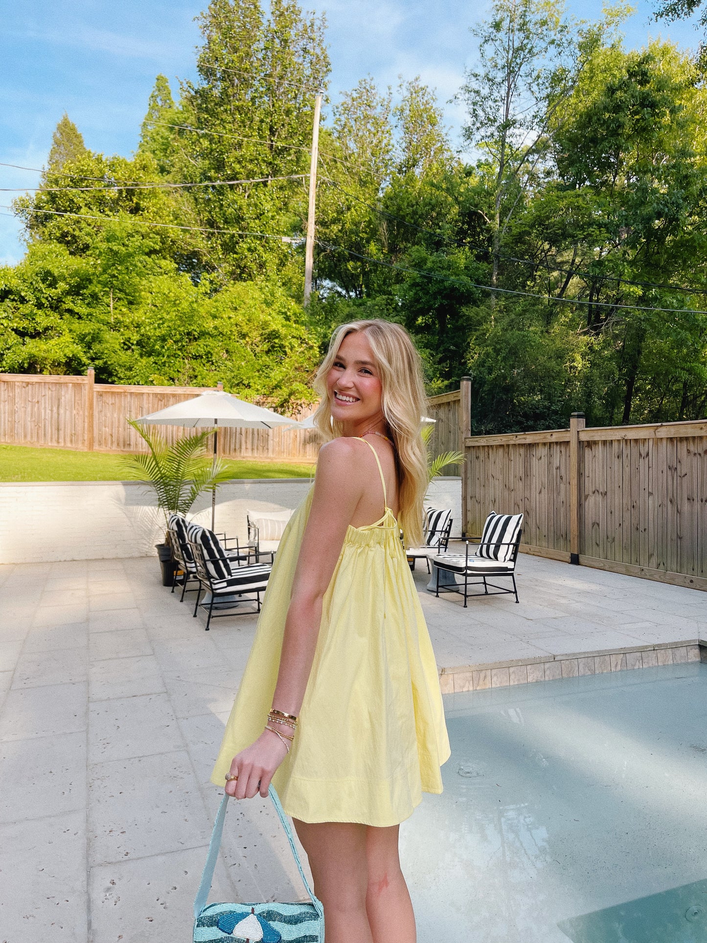 Emmie Stitch Mini Dress Lemon