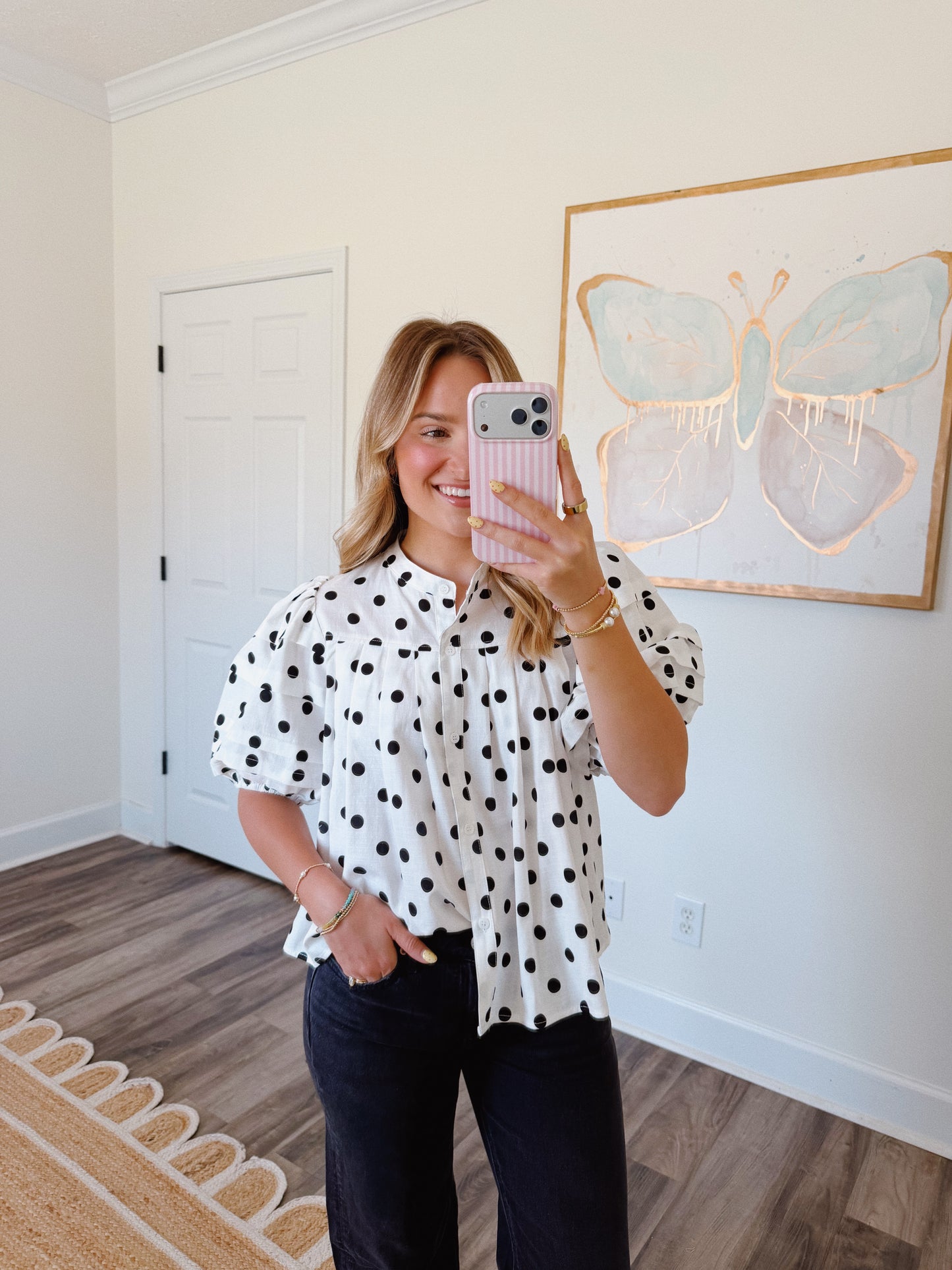 Polka Dot Button Up Blouse