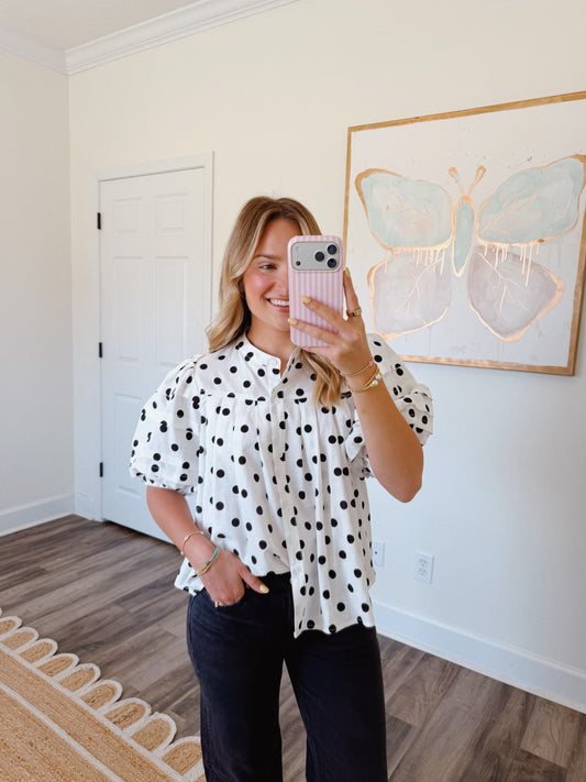 Polka Dot Button Up Blouse