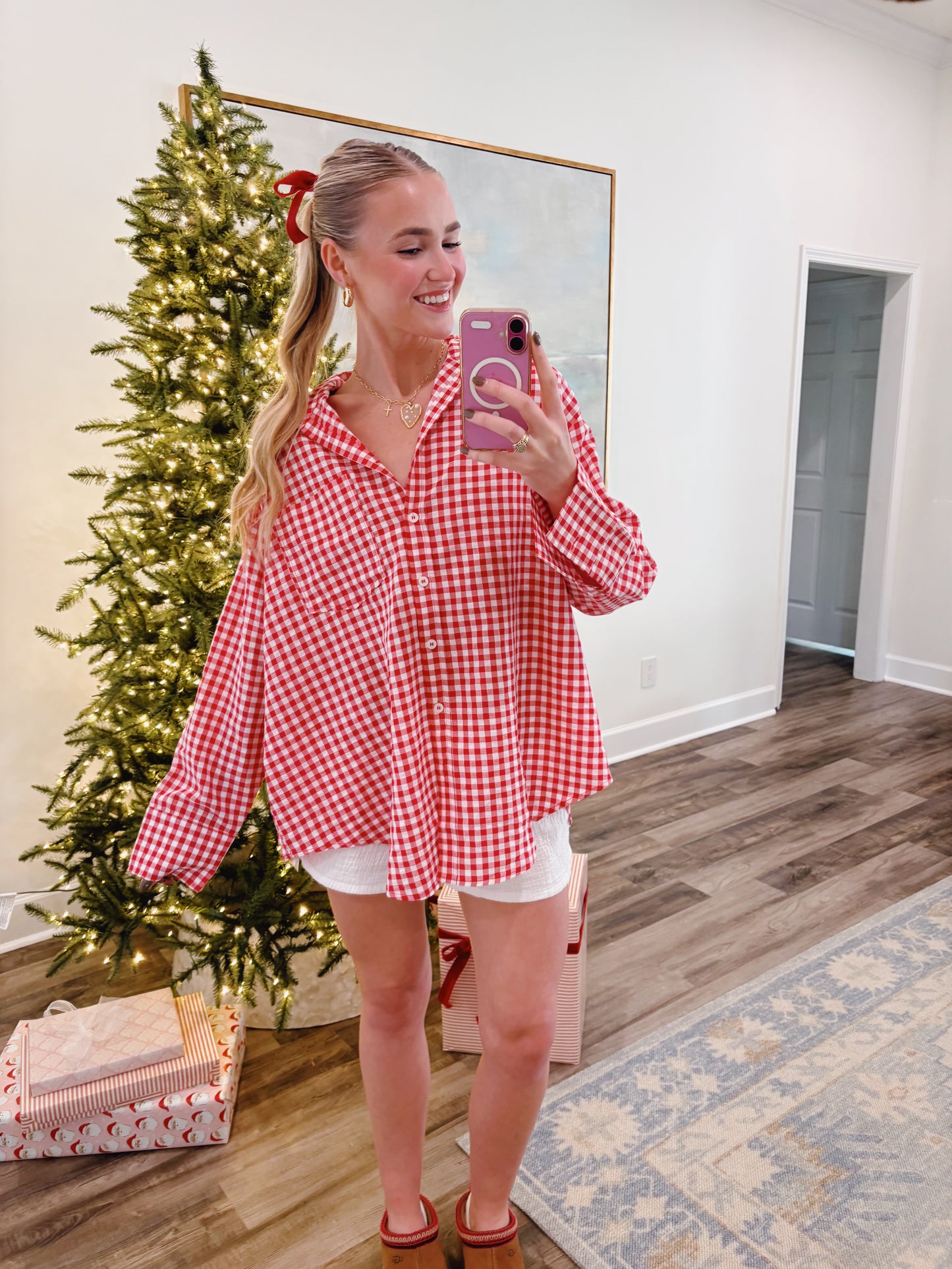Ruby Gingham Button Down