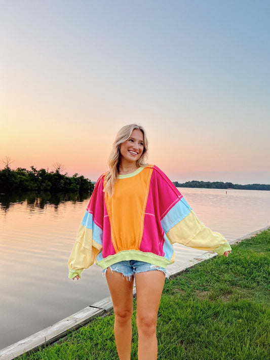 Orange Color Pop Pullover