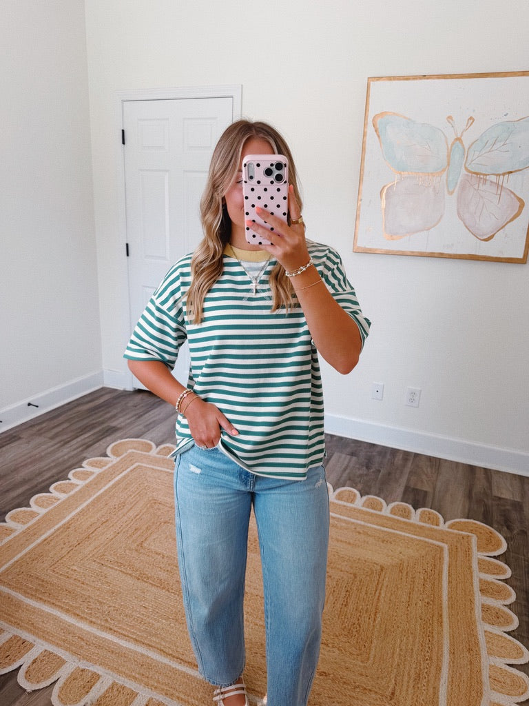 Everyday Stripe Tee in Green