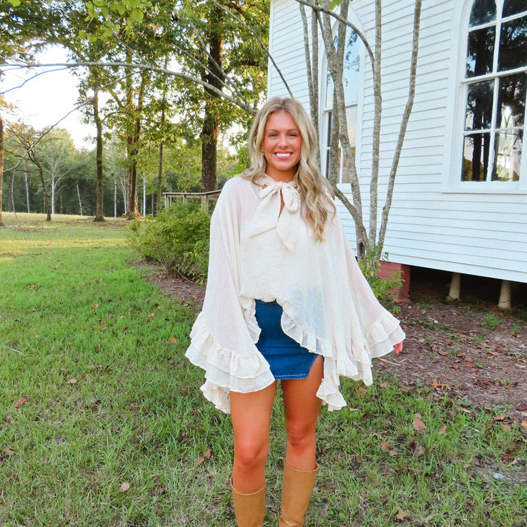 Vivienne Ruffled Blouse - Cream