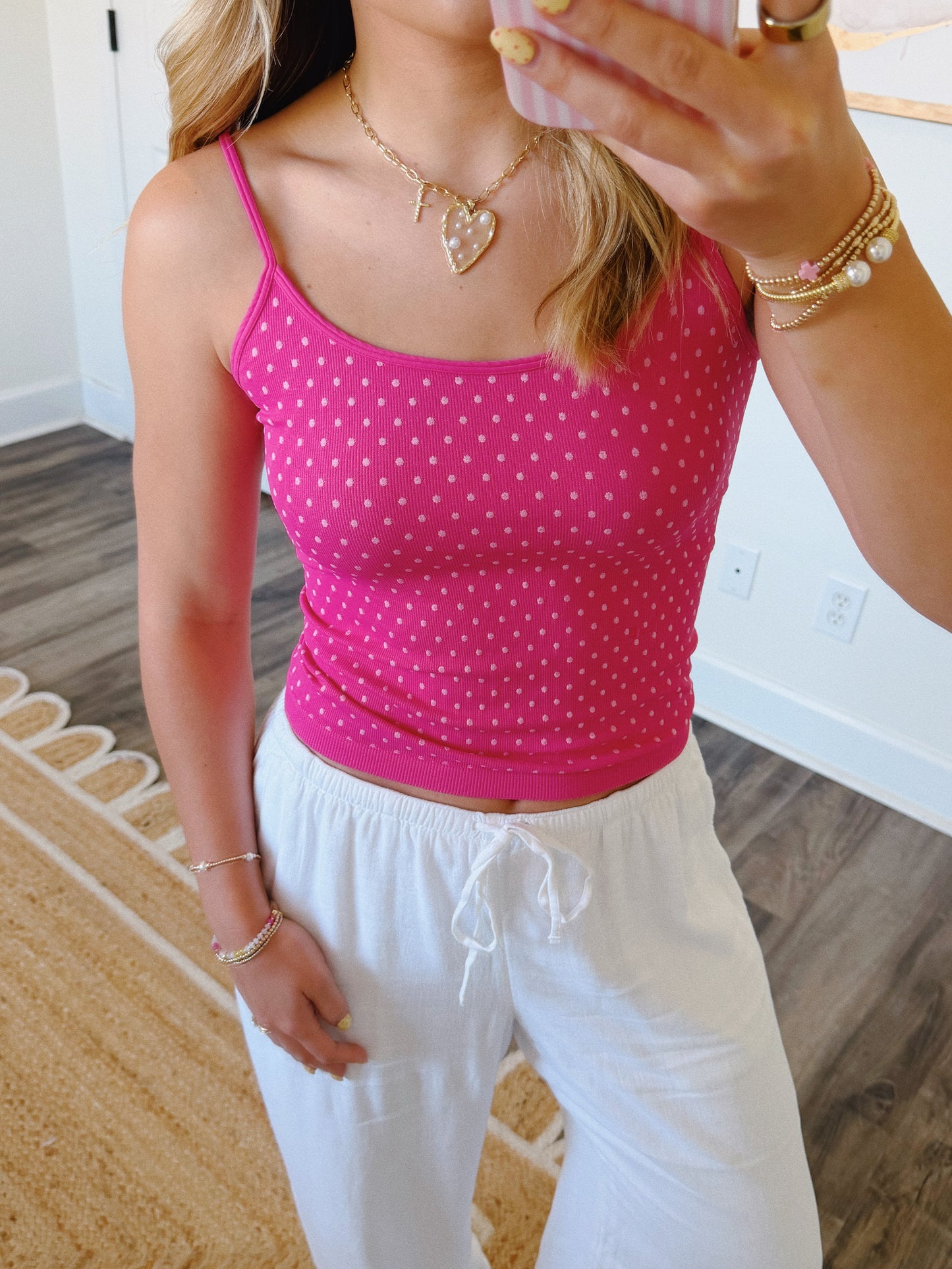 Polka Dot Tank Fuchsia