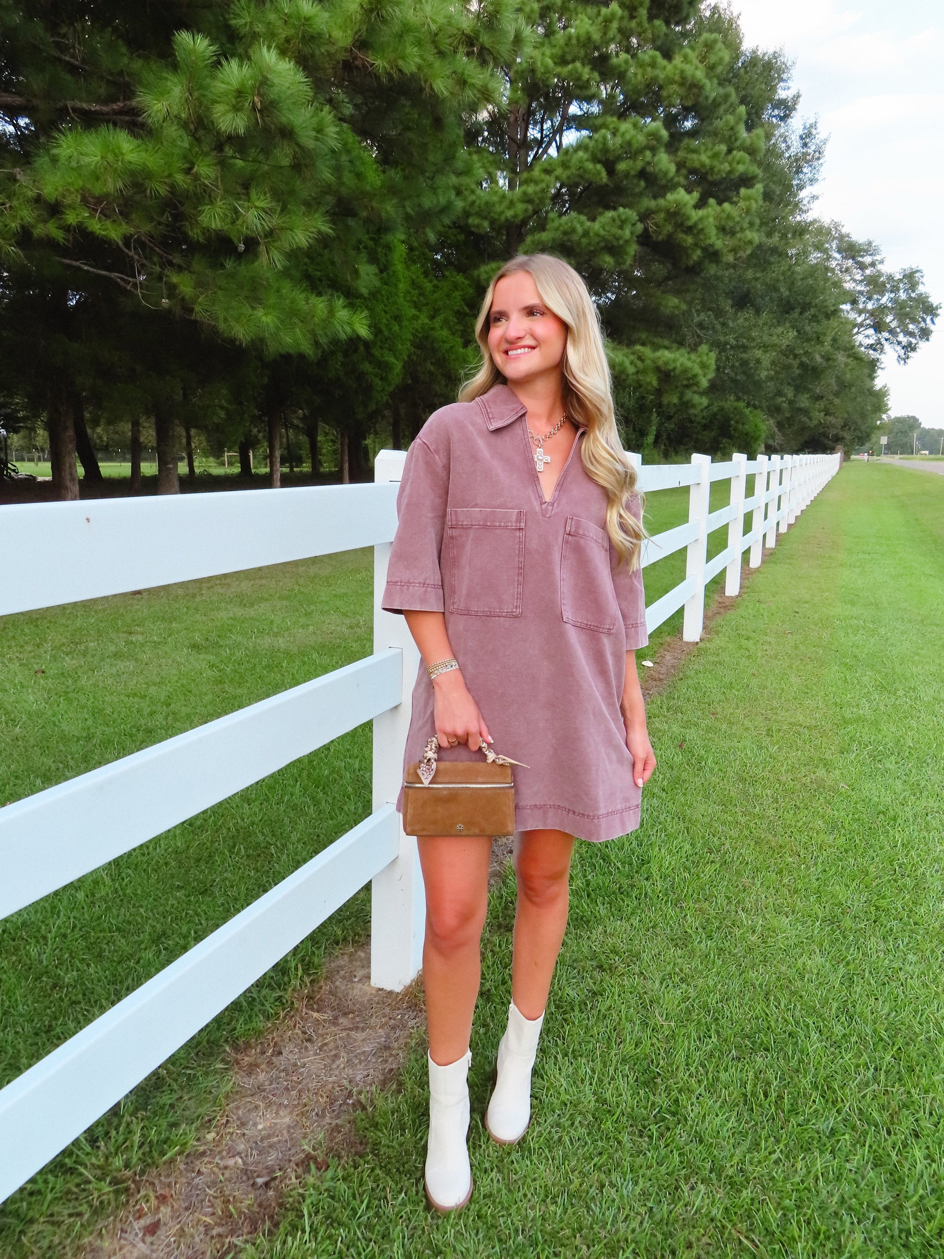 Dusty Rose Denim Dress