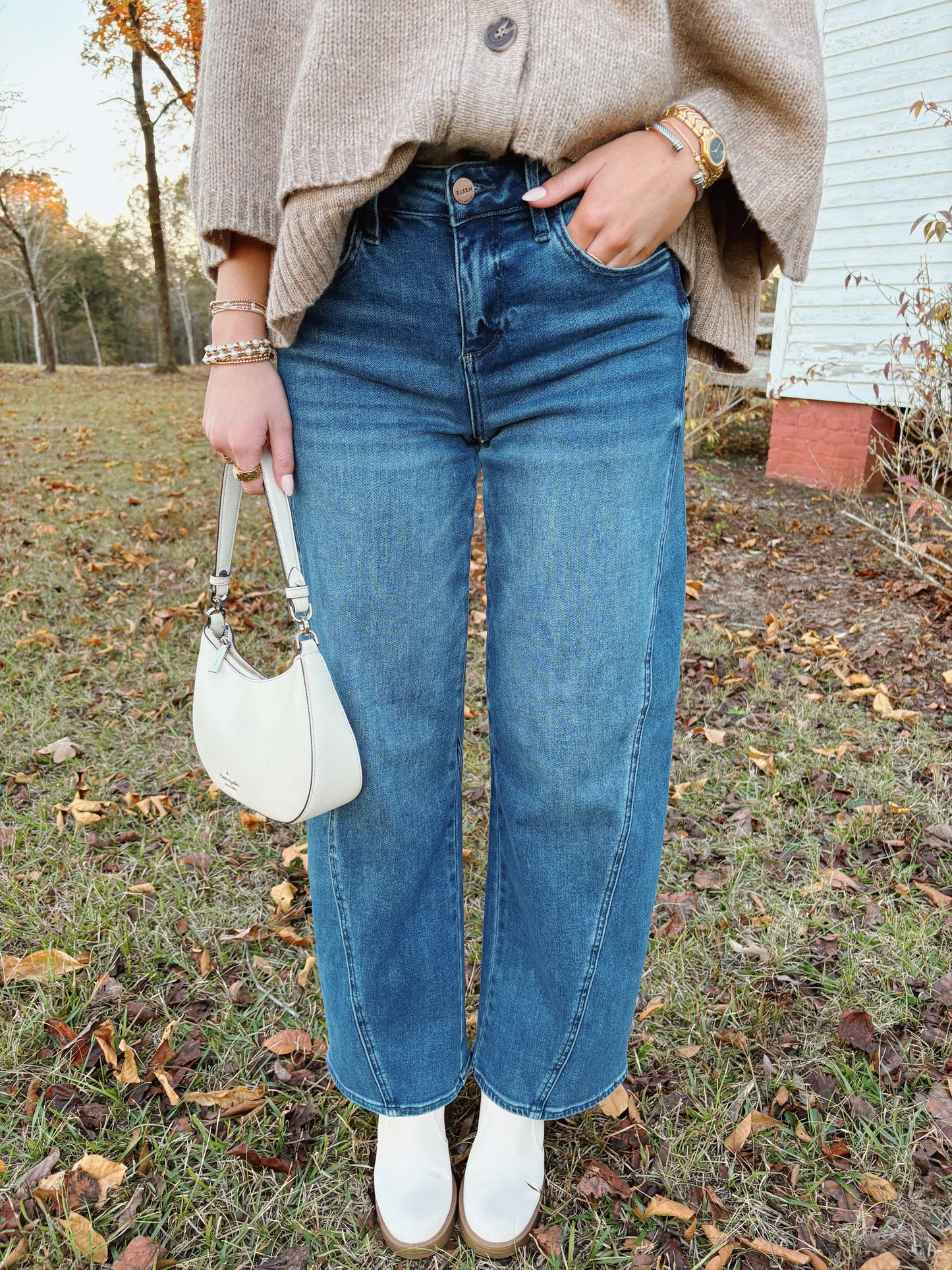 Dark Wash Barrel Jeans