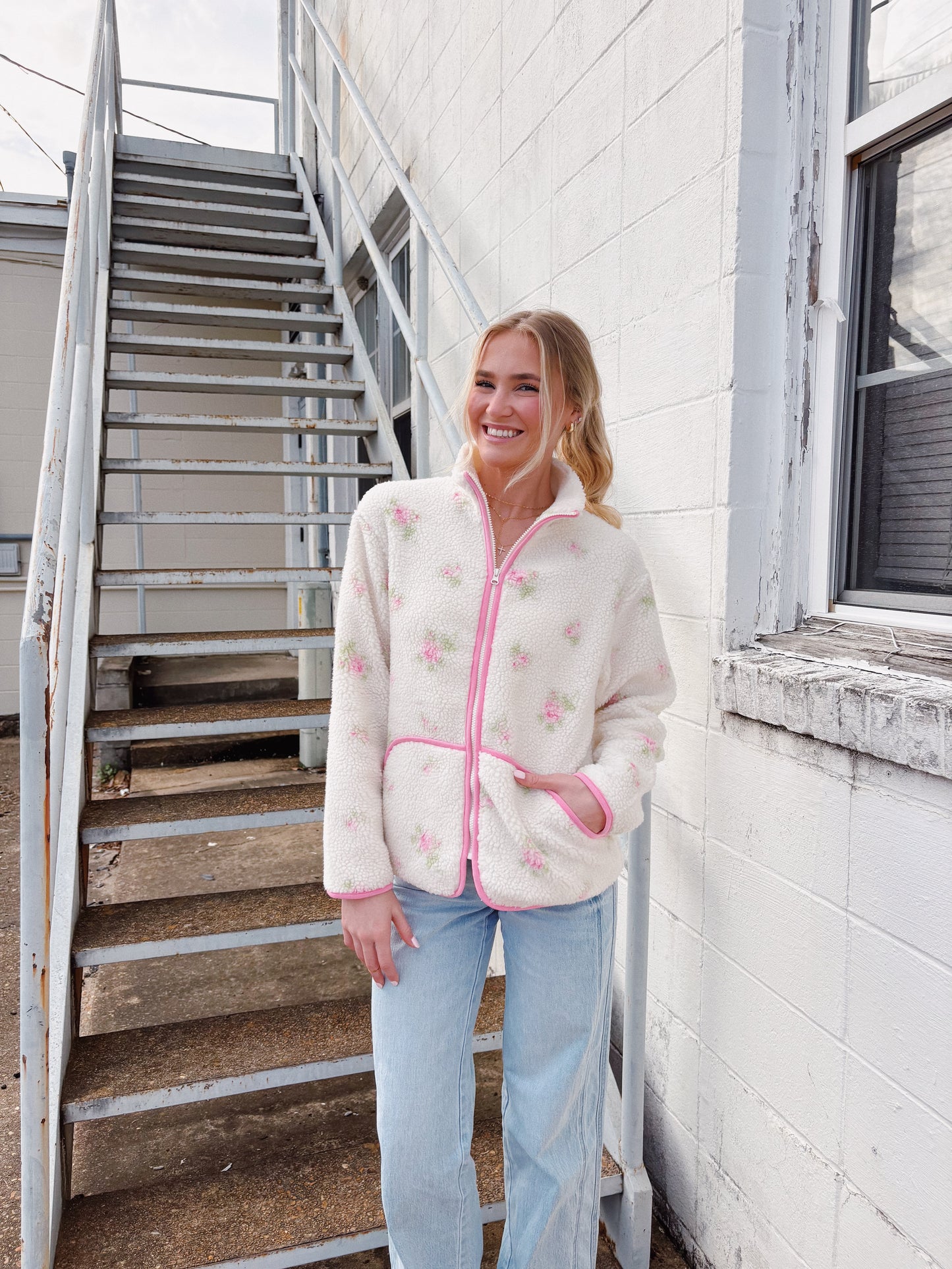 Soft Seasons Floral Sherpa Jacket