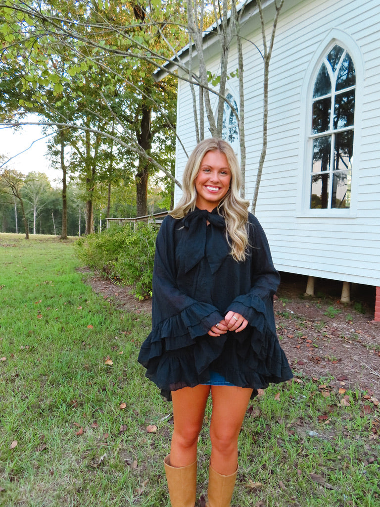 Vivienne Ruffled Blouse - Black