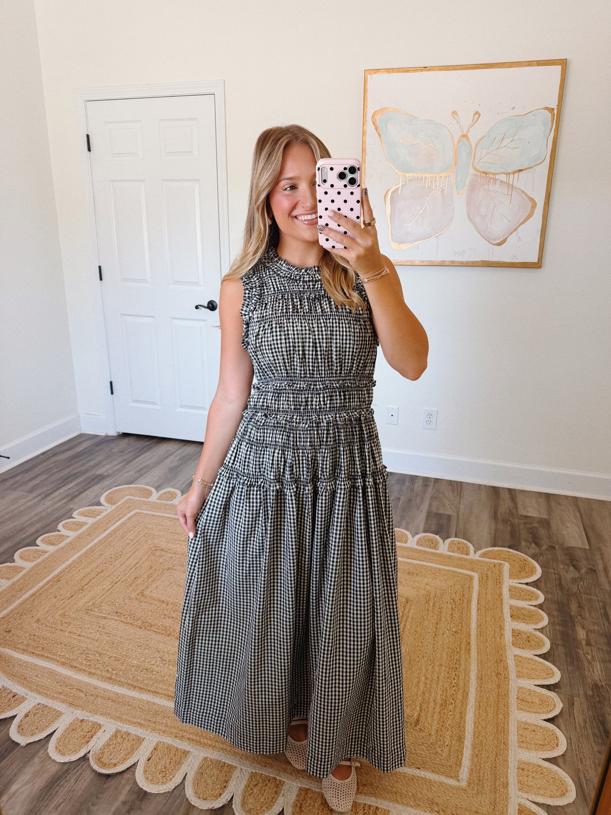 Black Gingham Maxi Dress