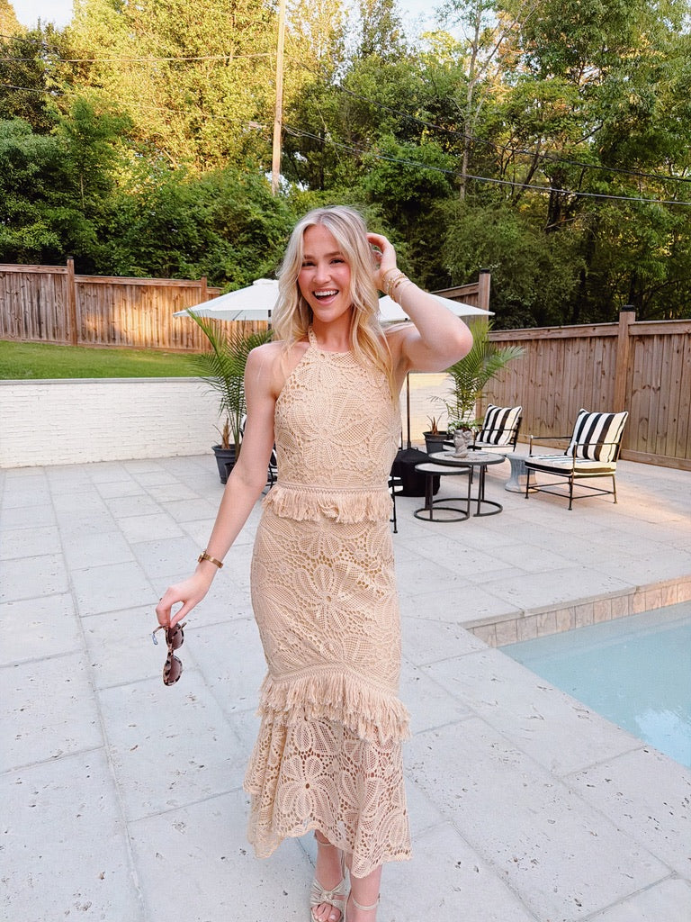 Crochet Fringe Maxi Dress