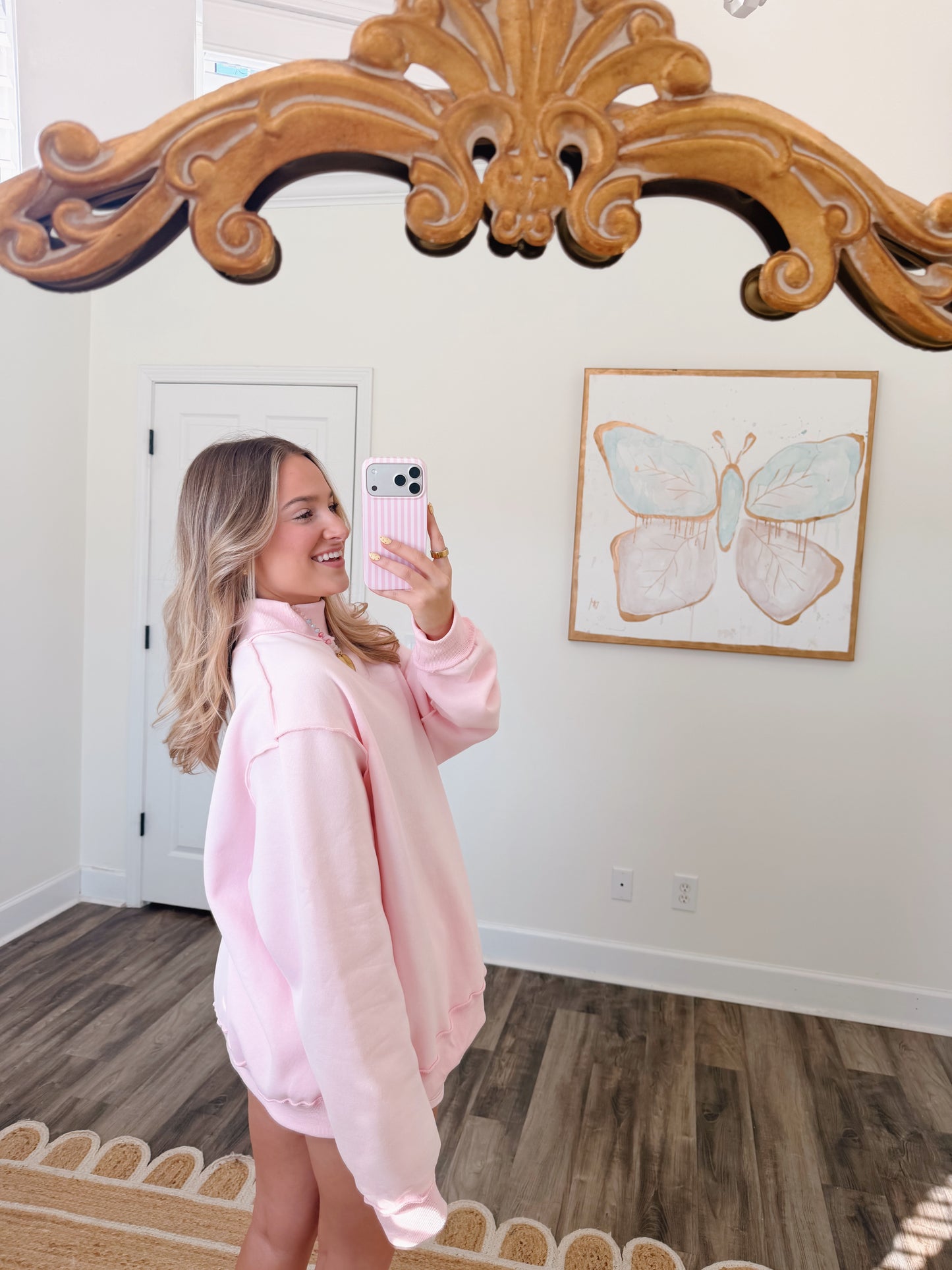 Ballet Pink Oversized Mockneck