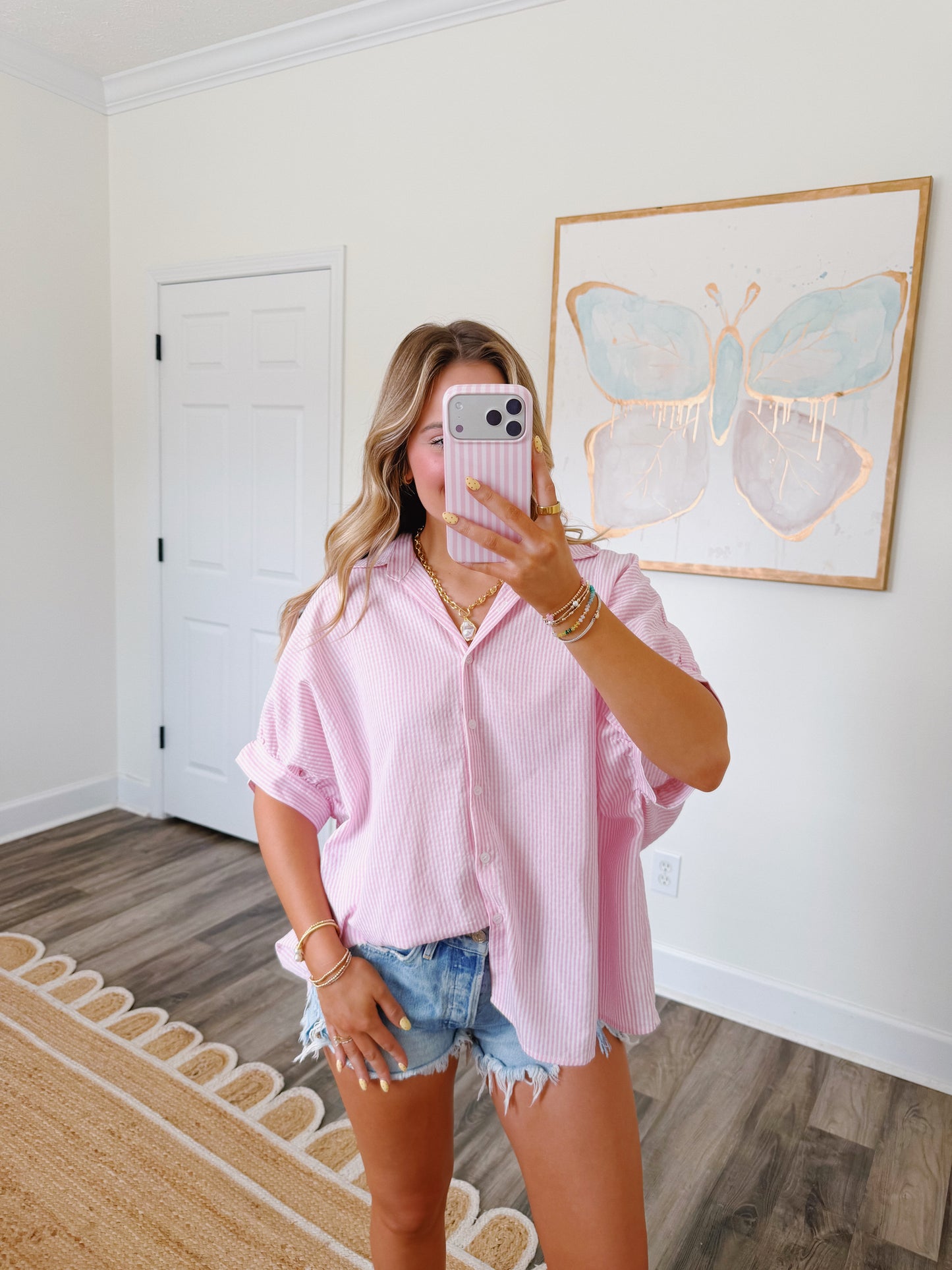 Daisy Stripe Top Pink