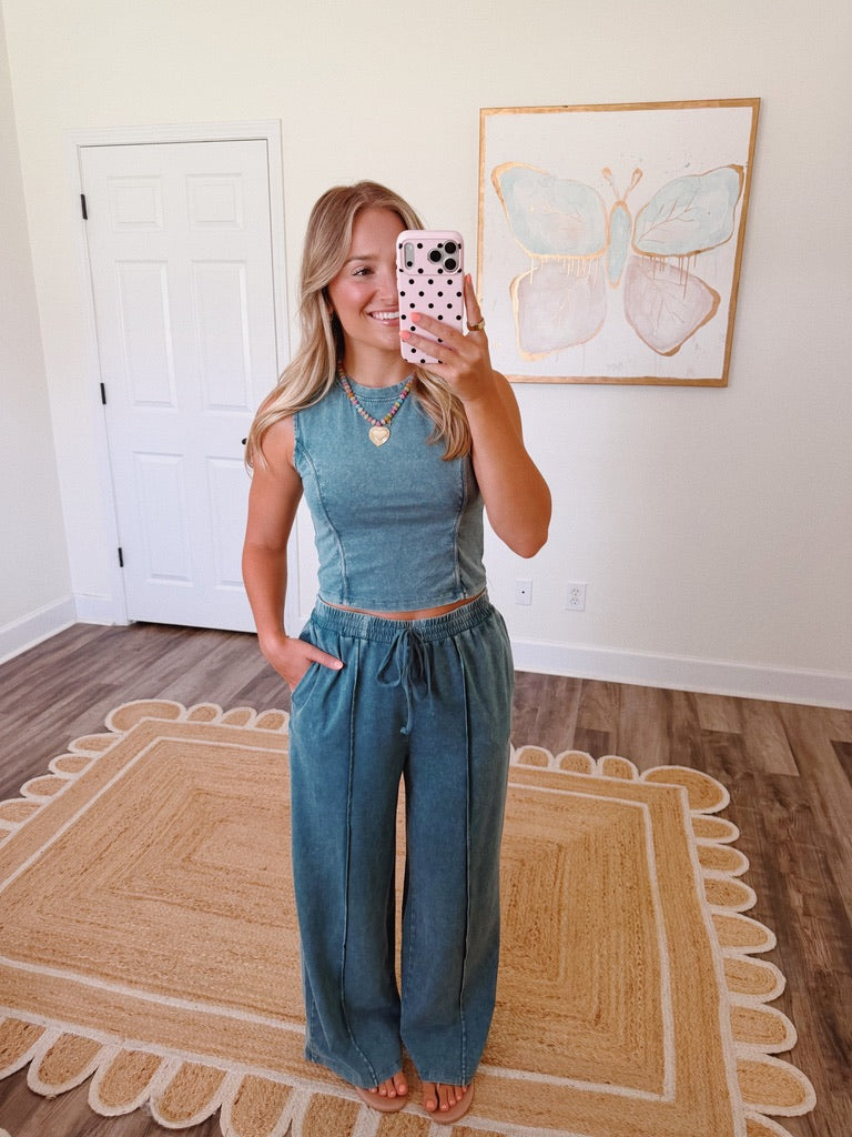 Kylie Mineral Washed Set in Teal