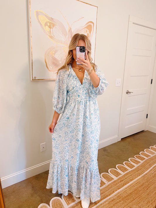 Blue Floral Maxi Dress