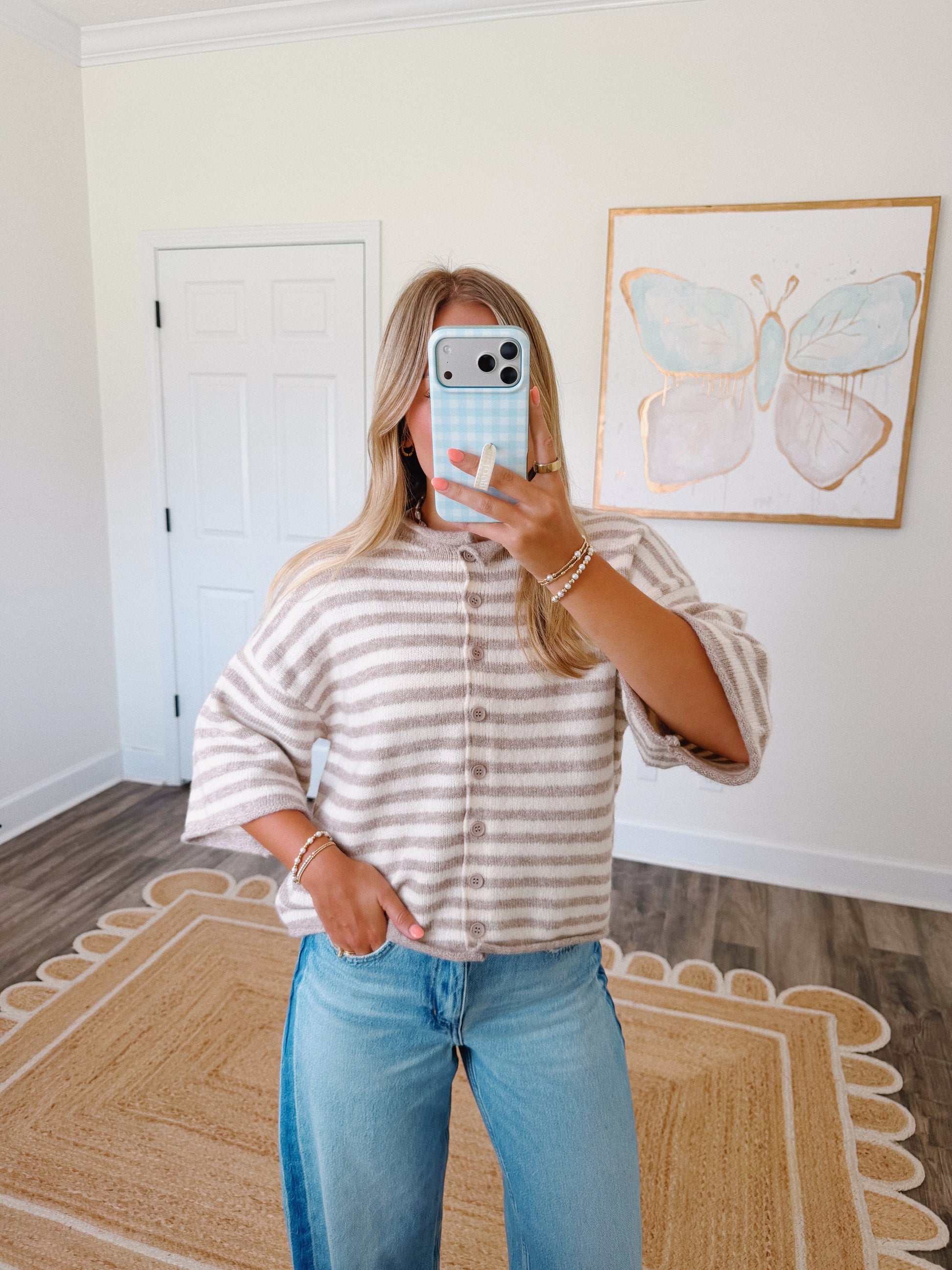 Oat Milk Striped Cardigan