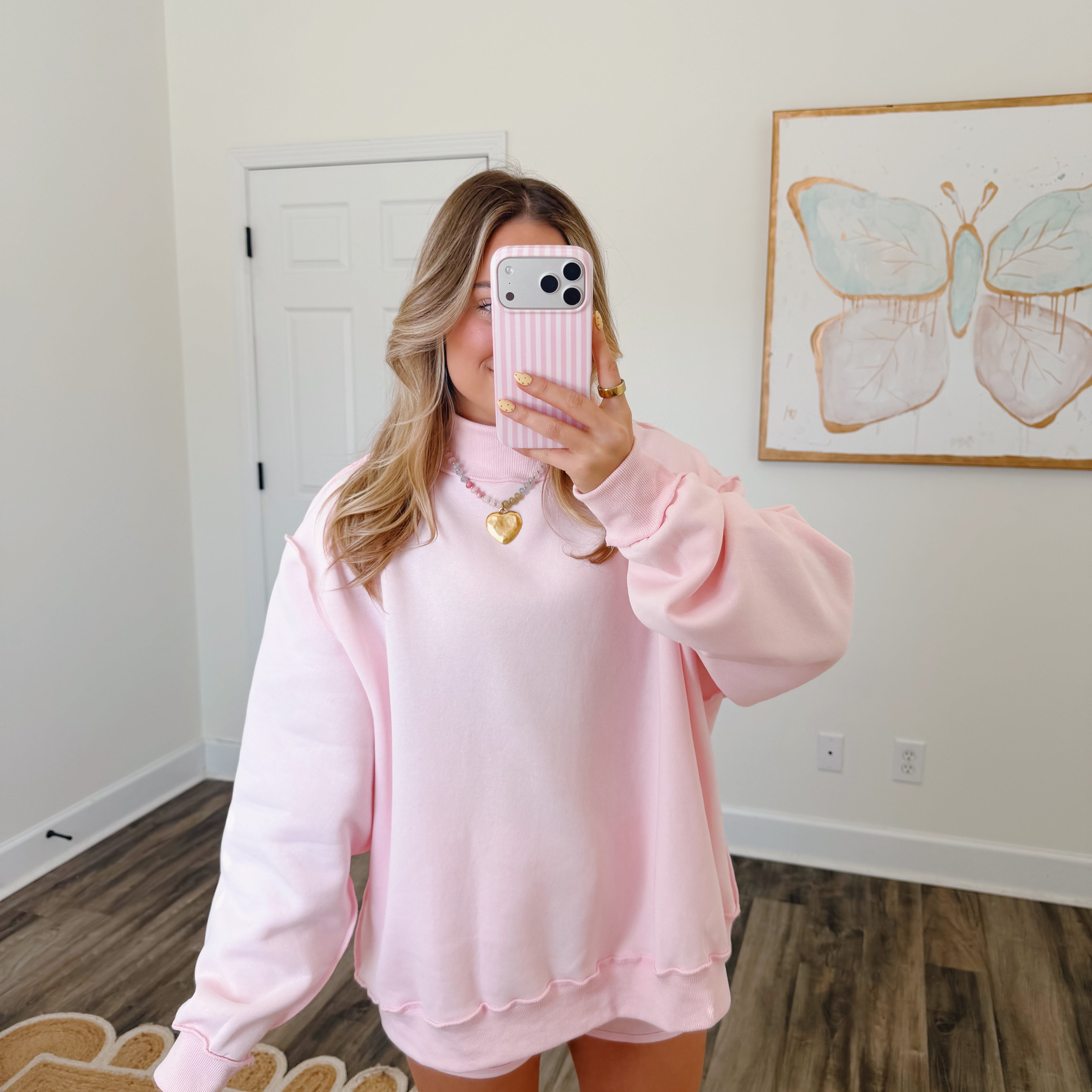 Ballet Pink Oversized Mockneck